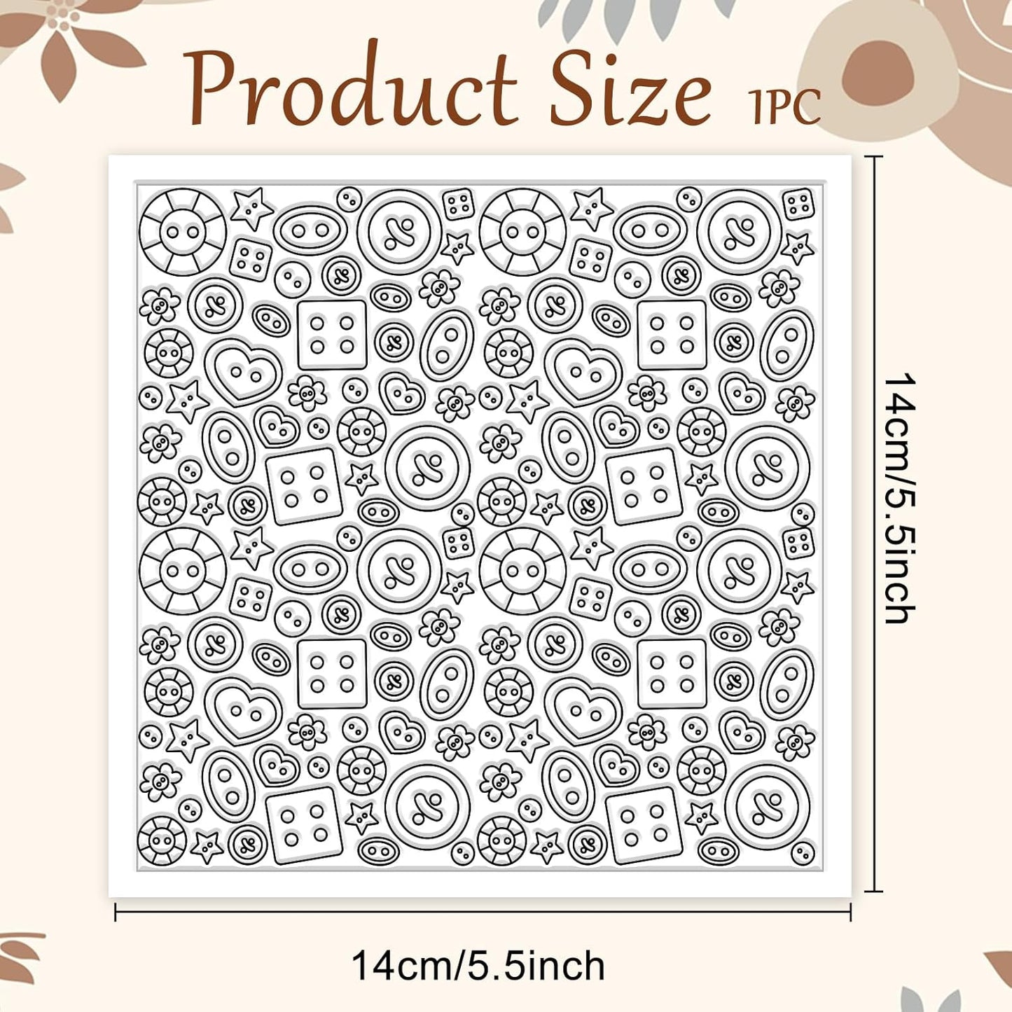 CHGCRAFT Button Pattern Polymer Clay Texture Sheets Heart Graphic Geometric Silicone Texture Stamp Clay Texture Mat Modeling Pattern Pad Sheets for Jewelry and Earrings Tools, 5.5x5.5 inch