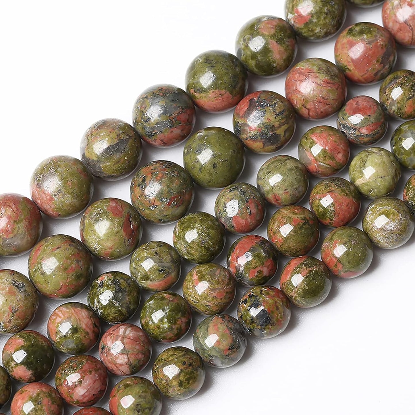 32pcs 12mm Natural Unakite Gemstone Beads Round Loose Beads for Jewelry Making DIY Bracelet Necklace