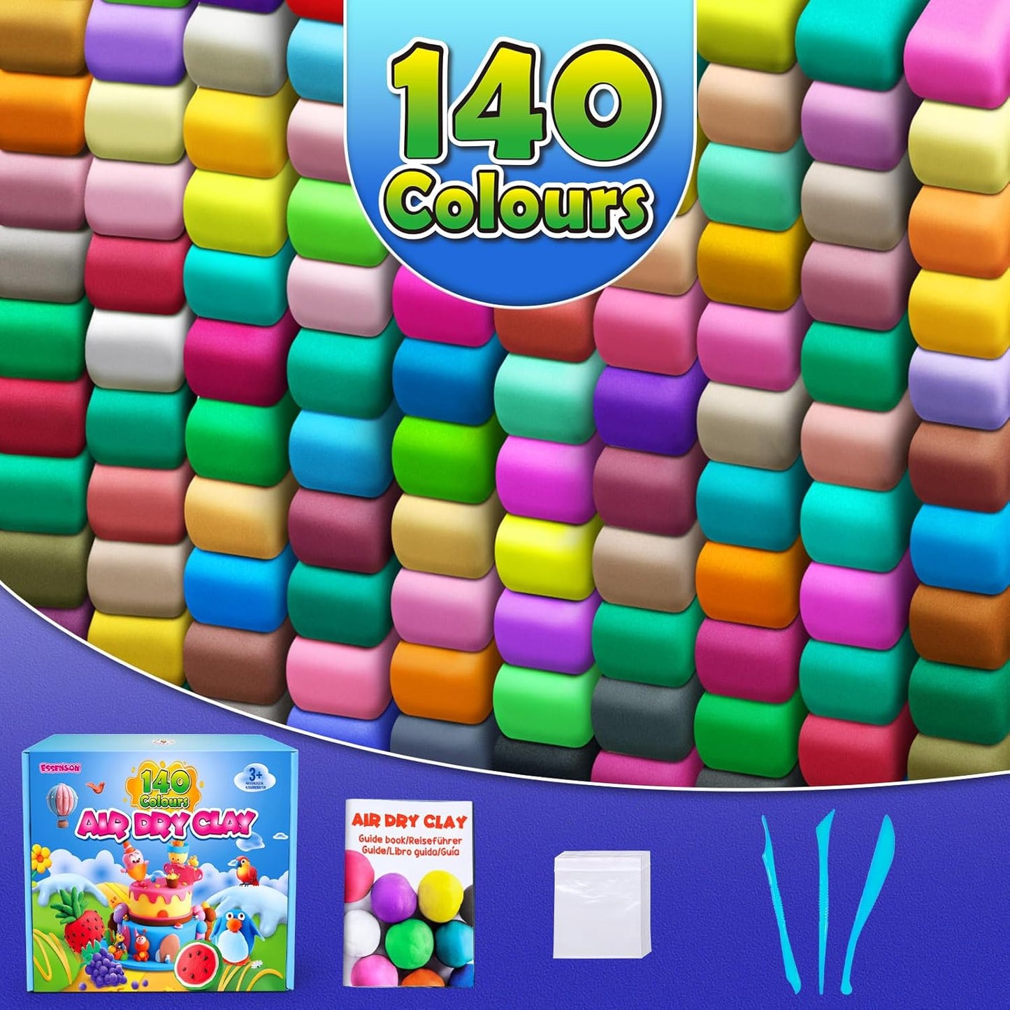 ESSENSON Air Dry Clay 140 Colors, Modeling Clay for Kids, DIY Molding Magic Clay, Gift for Kids