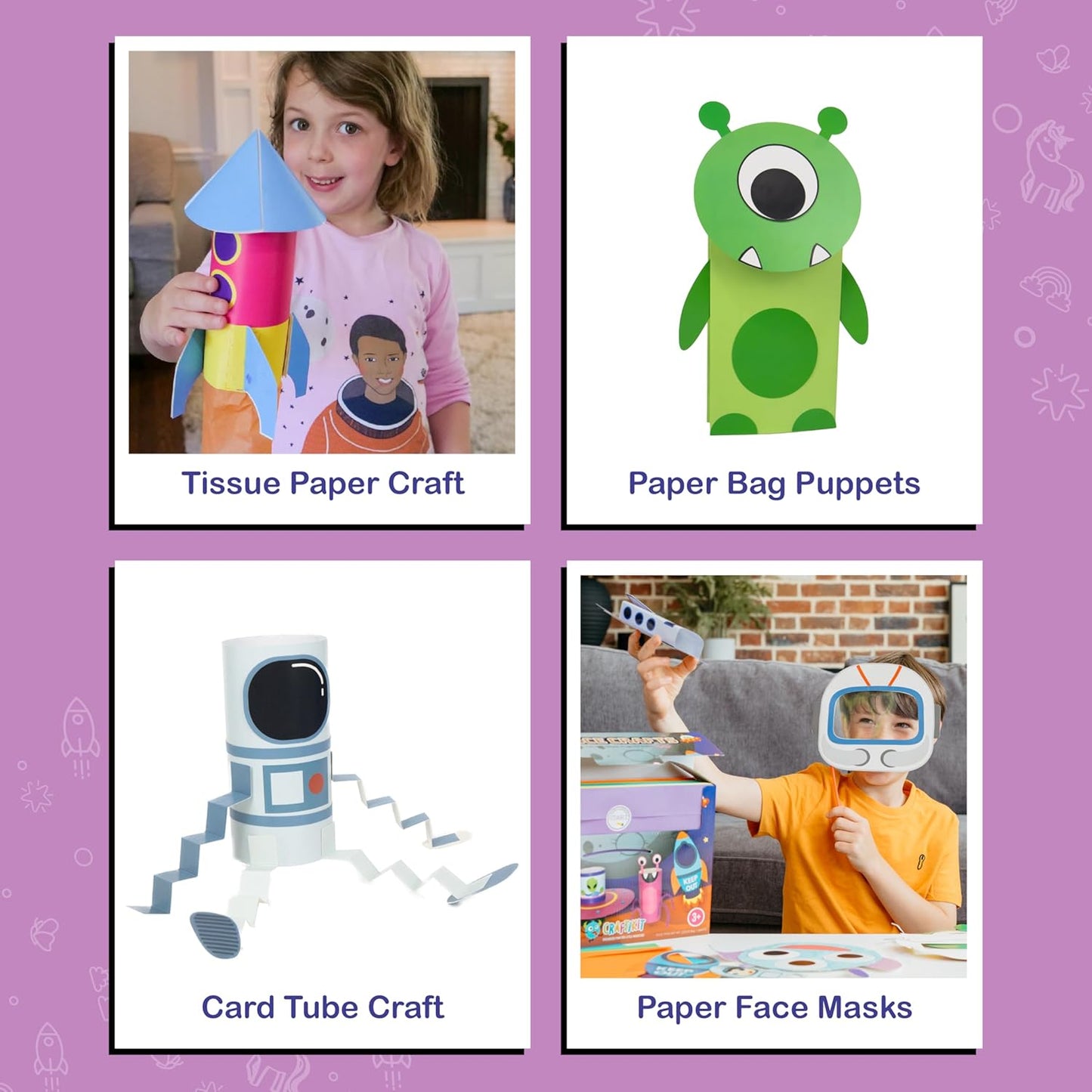 Craftikit® 20 Space Arts & Crafts for Kids - All-Inclusive Fun Toddler Craft Kit, Ages 3-10, Galaxy-Themed Activities