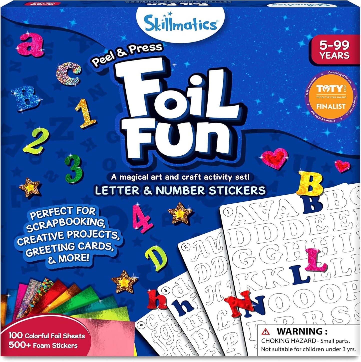 Skillmatics Foil Fun - Letter & Number Stickers, Mess-Free Art, Project Kits, DIY Colorful Creative Activity, Gifts for Ages 5, 6, 7, 8, 9, and Up