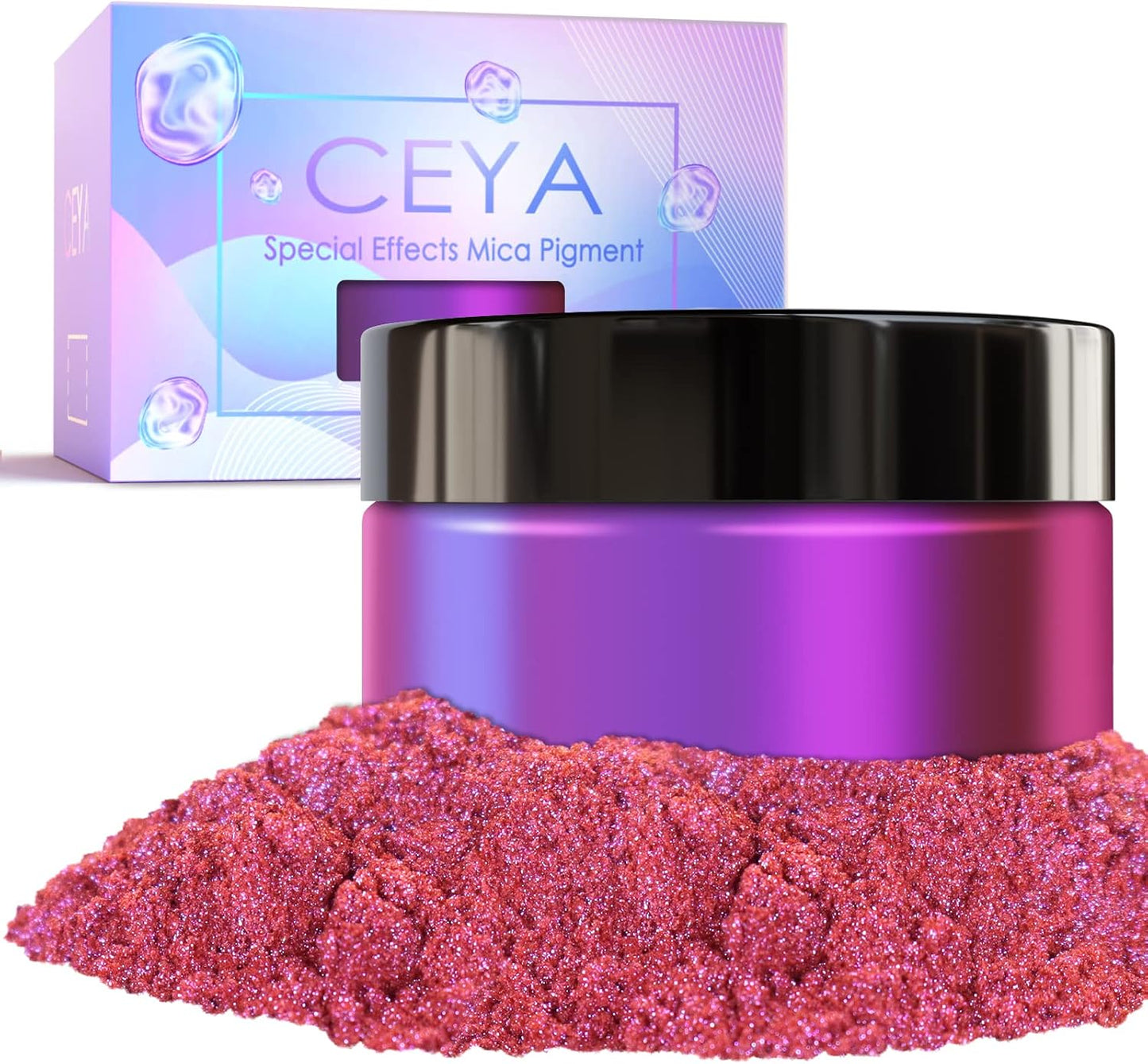 Ceya Chameleon Mica Powder, 1.8oz/ 50g Twilight Rose Chrome Nail Powder, Cosmetic Grade Pearlescent Effect Color Shift Pigment for Epoxy Resin, Makeup, Nail Polish, Soap Dye,Candle Making