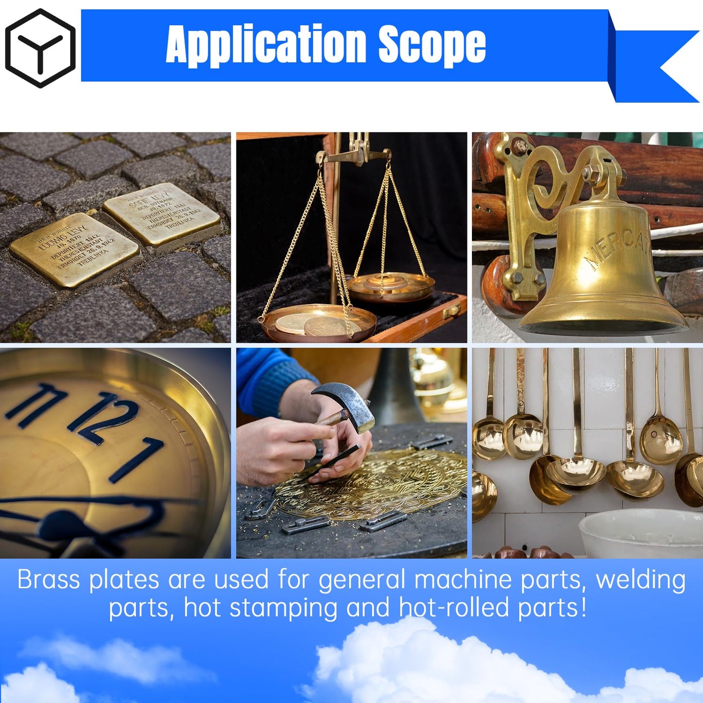 Brass Sheet,4" x 4"-18 Gauge(1mm) Thickness,99.9% Pure Brass Plates for DIY, Jewelry, Electrical, Repair, Industrial(2 Pac）