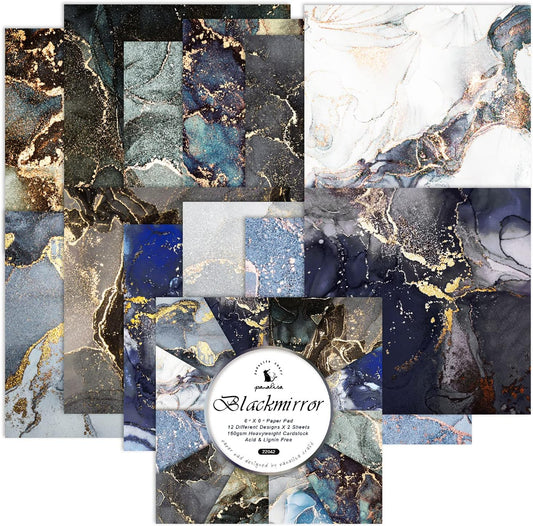 Marbled Scrapbook Paper Pad Color Marble Patterned Paper 6×6,24 Sheets Single-Sided Scrapbooking CardStock Papers Pad for Holiday Cardmaking DIY Origami Journaling.