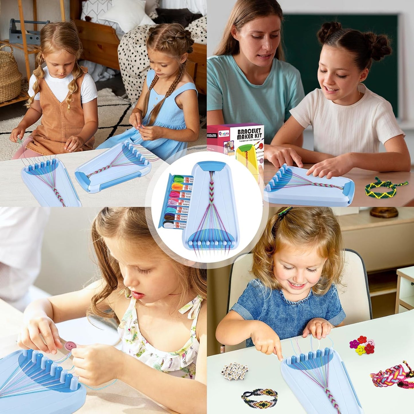 Friendship Bracelet Making Kit for Girls, Arts and Crafts Bracelets String Maker Kit for Kids Ages 8-12 Christmas Birthday Gifts (All Blue)