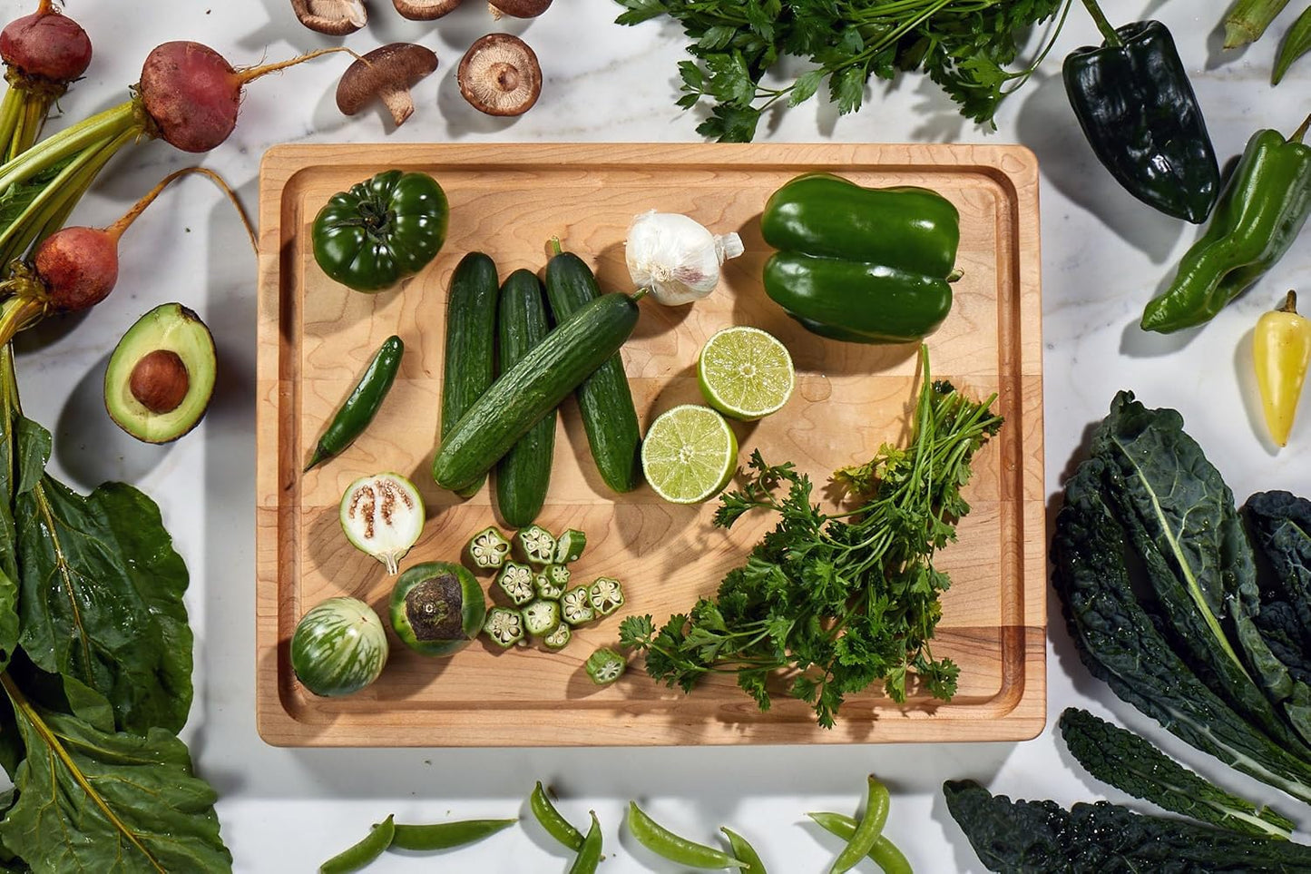 Sonder Los Angeles, Made in USA, Large Thick Maple Wood Cutting Board for Kitchen with Juice Groove, Sorting Compartment, Charcuterie Wooden Board 17x13x1.5 in (Gift Box Included)