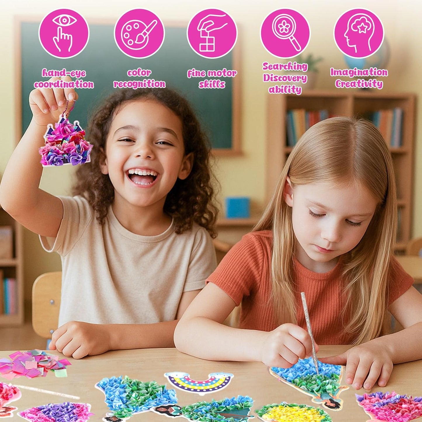 3 otters Poke in Art, Magical Princesses Party Favors Pretty Princess Game for DIY Crafts Birthday Gifts Classroom Prizes for Girls