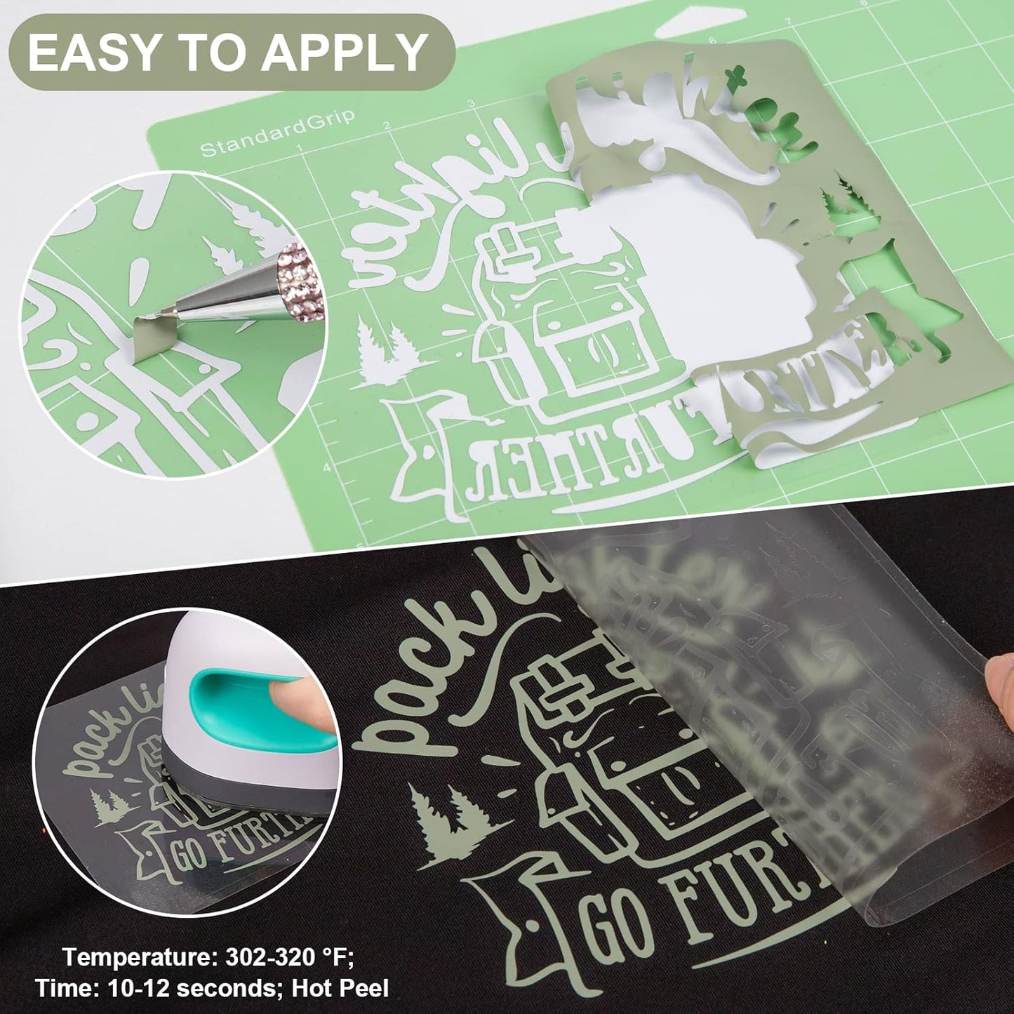 VINYL FROG Khaki Green 12" x 5ft Heat Transfer Vinyl Roll - Iron On Vinyl for T-Shirts & DIY Craft Designs