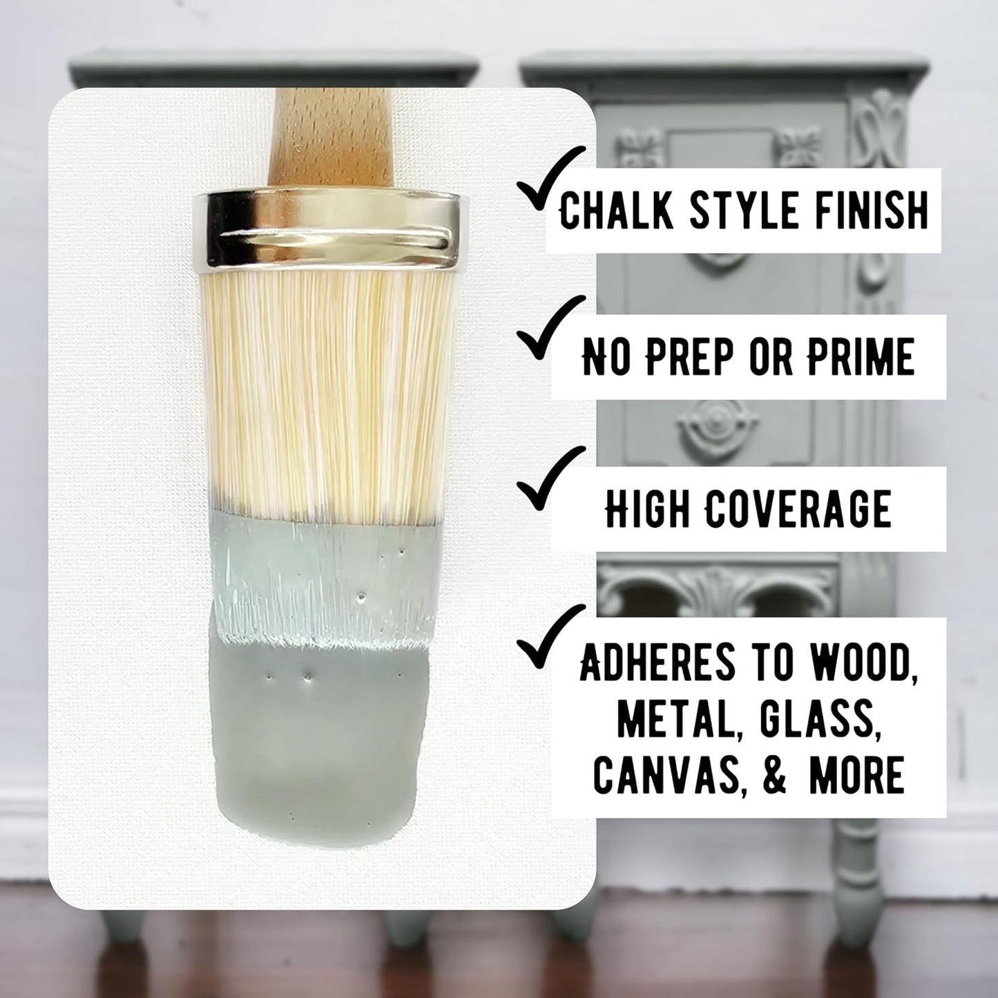 Daydream Apothecary Premium Chalk Style Paint for Furniture, Home Décor, Wood, DIY Interior Projects, Quick Dry, No Prep or Prime Needed, Matte Light Grey - 16oz