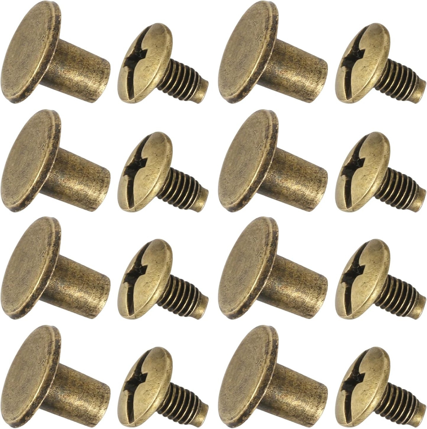 YORANYO 150 Sets 8MM Chicago Screws Leather Rivets for Fabric Chicago Binding Screws Buttons Metal Studs Rivets for Decorate and Repair Belts Bags Shoes Purse Dog Collar Leather Craft (Bronze)
