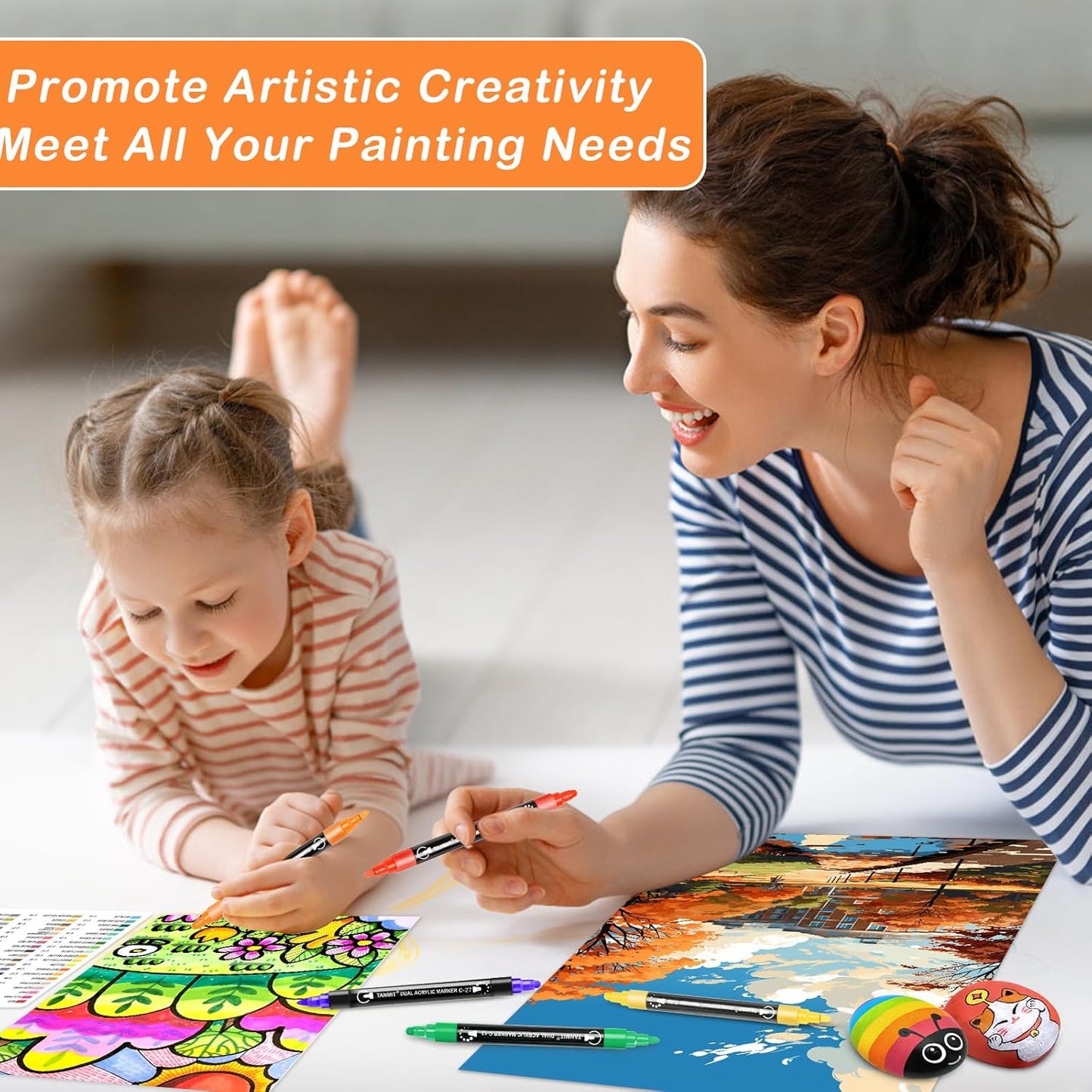 60 Colors Acrylic Paint Pens, Dual Tip Acrylic Paint Markers with Brush Tip and Fine Tip, Acrylic Pens for Rock Painting, Wood, Canvas, Stone, Glass, Ceramic,DIY Crafts Making Art Supplies