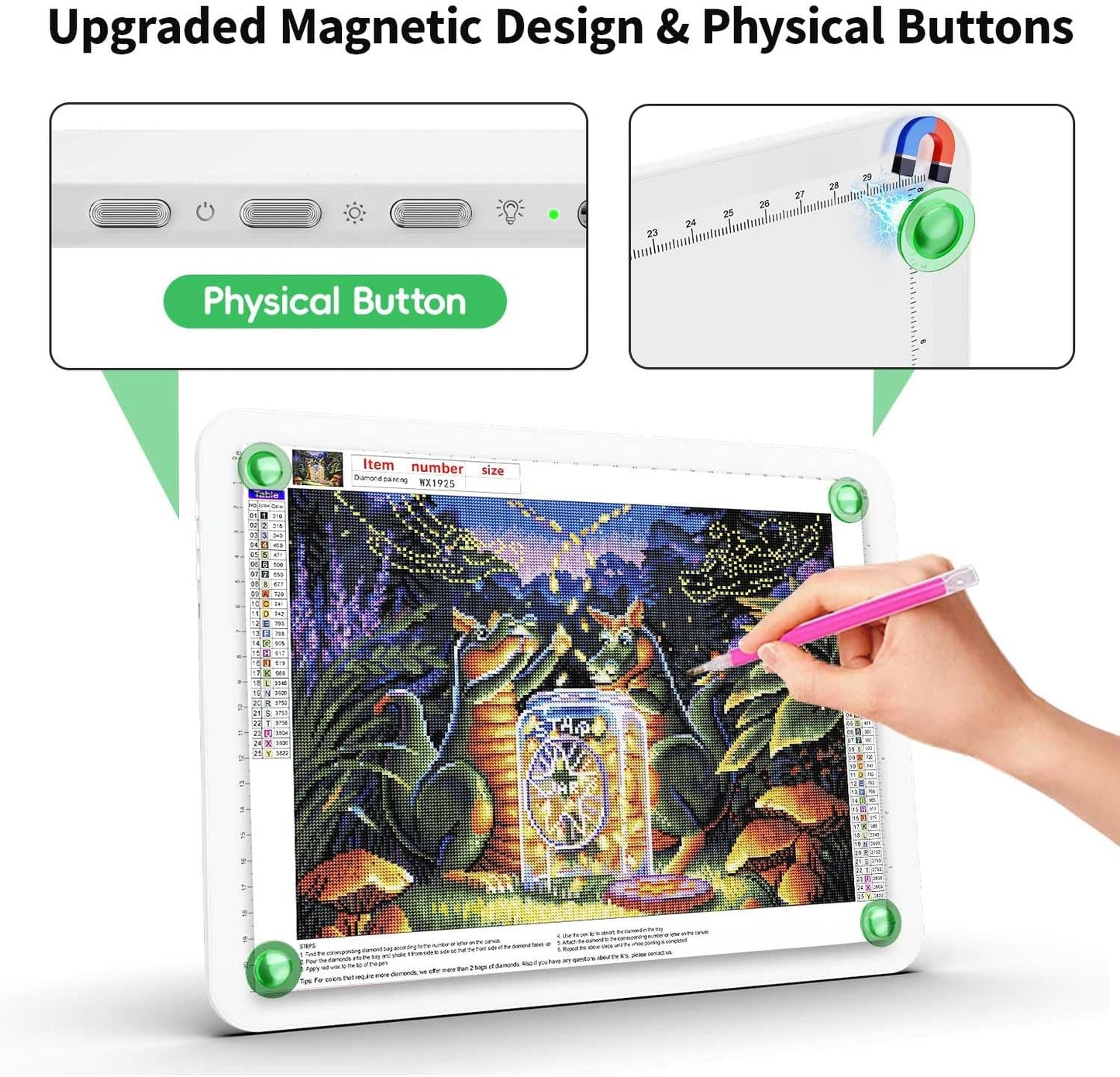 Zocelight Rechargeable A4 Tracing Light Box with Padded Case,Ultra Bright Led Light Pad with Physical Button,Wireless Light Board for Diamond Painting,Dimmable 9000LUX Lightbox for Tracing and Drawing