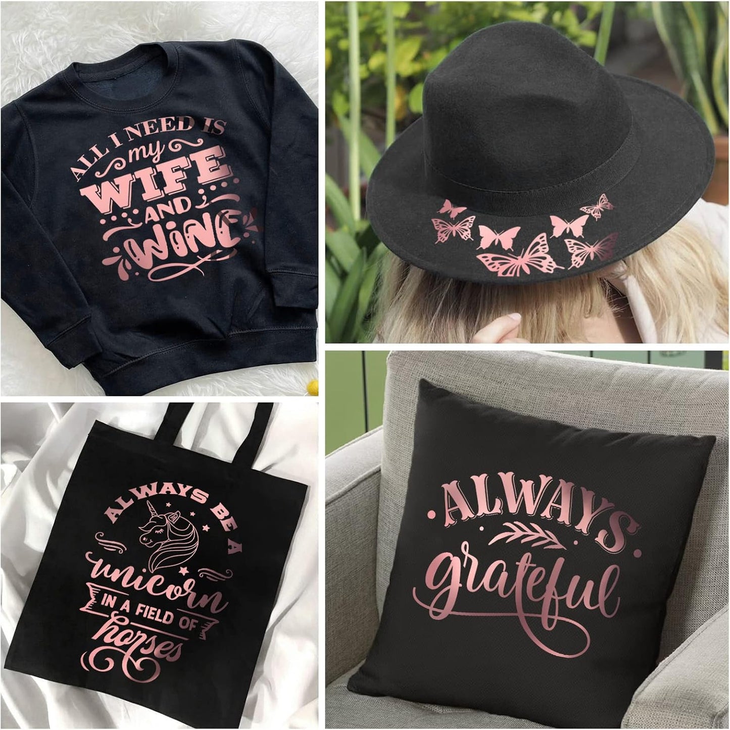 VINYL FROG Metallic Foil HTV Vinyl Roll 12" x5ft Rose Gold Chrome Iron on Vinyl Easy to Cut & Weed Heat Transfer Vinyl DIY Heat Press Design for T-Shirts