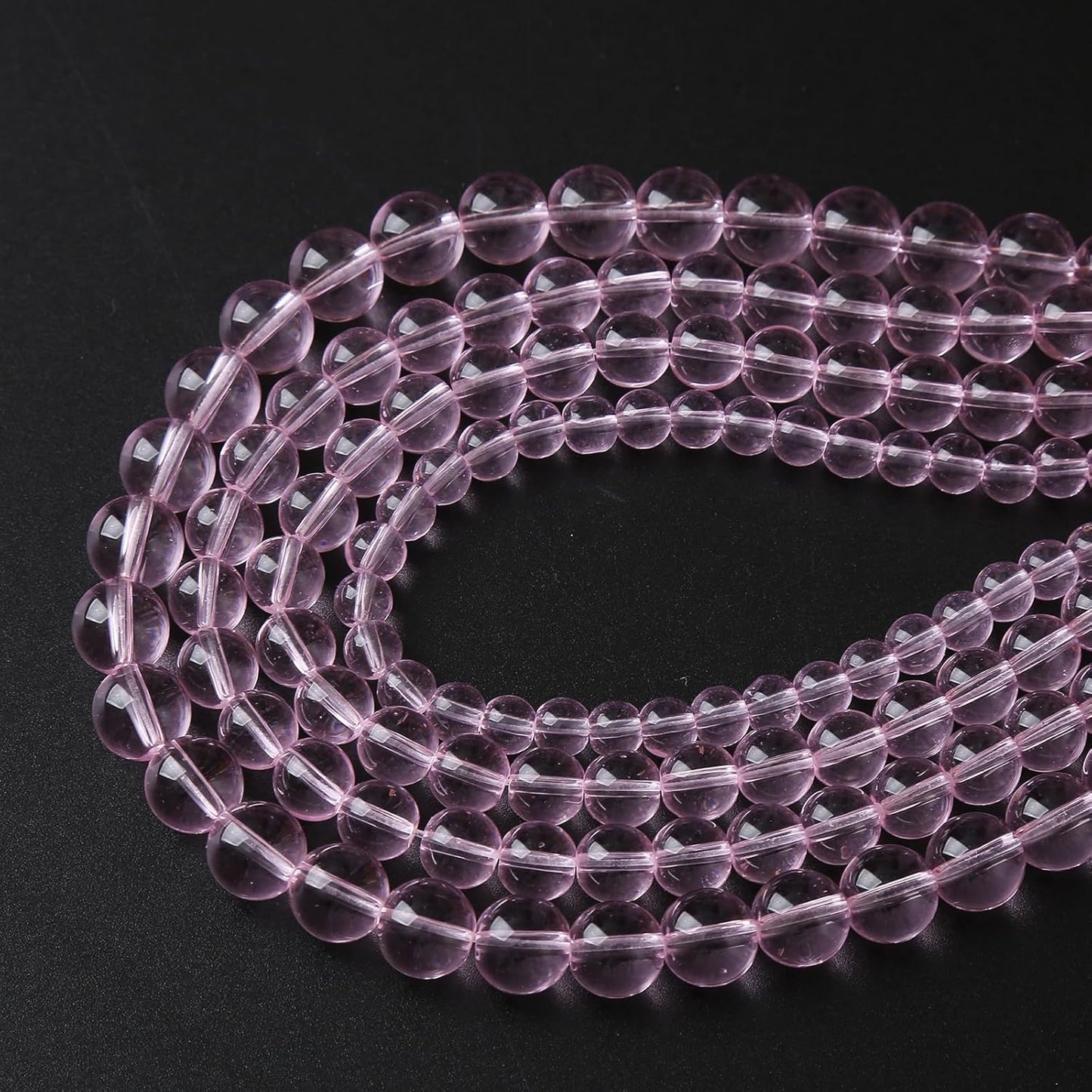 10mm 38pcs Smooth Rose Pink Glass Beads Quartz Crystal Round Loose Beads for Jewelry Making DIY Bracelet Necklace