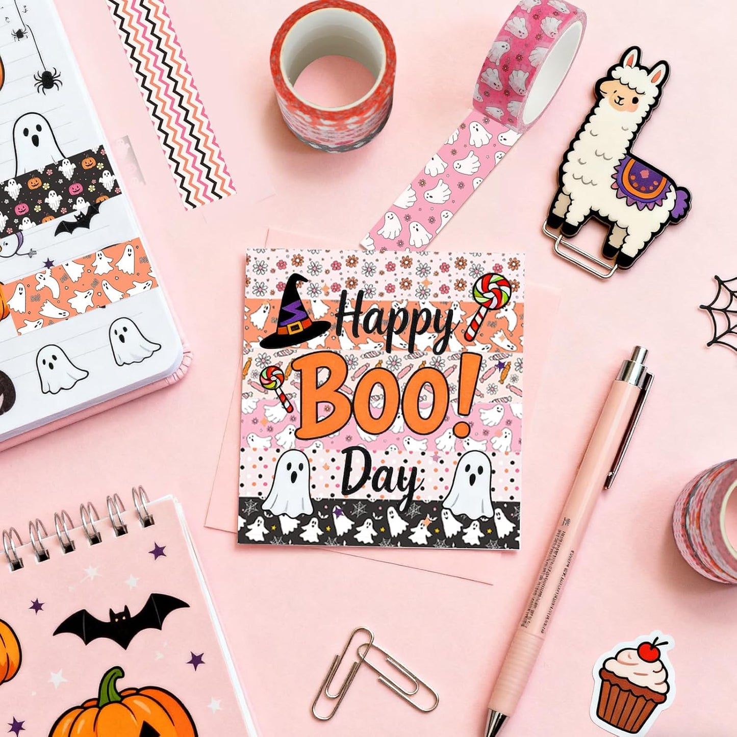 12 Rolls Halloween Washi Tape, Cute Ghost Pumpkin Spiders Masking Tape Boho Holiday Decorative Tapes Set for Scrapbooking, DIY Crafts, Party Decor 16.4FT