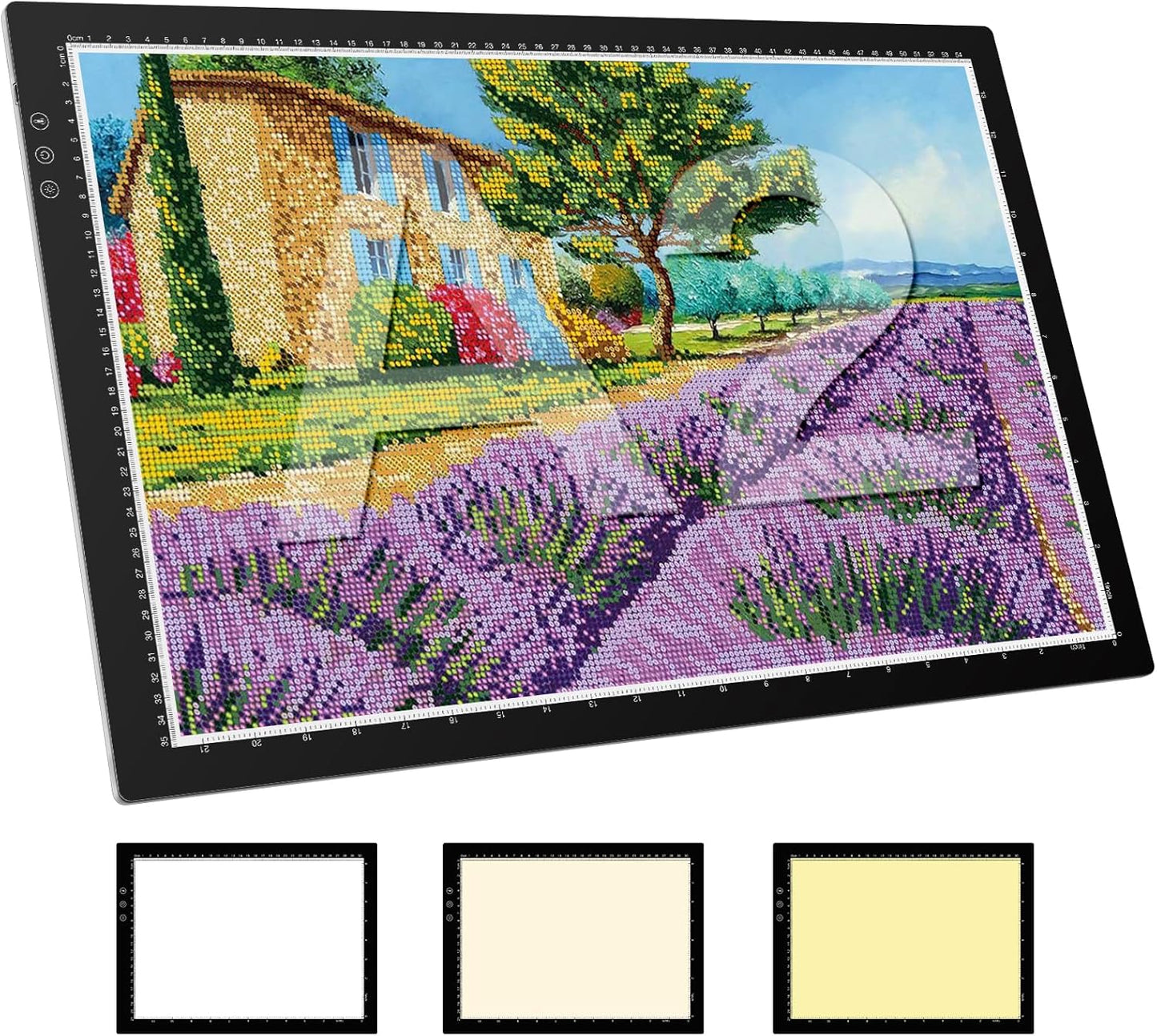 ZEXALIGHT A2 Light Box for Tracing, Light Pad for Diamond Painting with 8 Levels/Stepless Dimming Brightness and 3 Color Modes, Ultra-Thin Copy Board Light Table for Artists Tracing Drawing (Black)