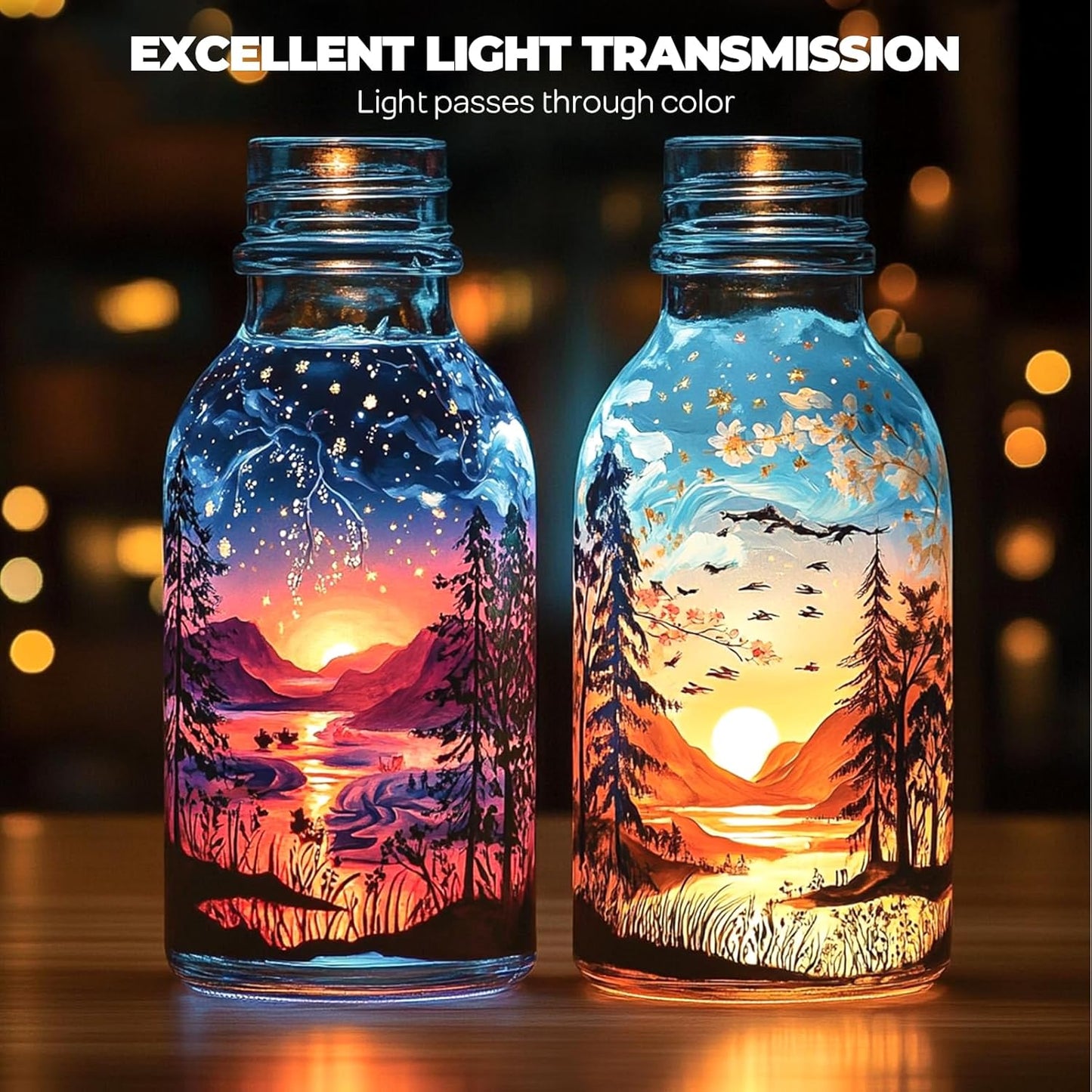 Nicpro 18 Colors Acrylic Glass Paint Set (8.45 oz, 250 ml) Large Bulk Enamel & Ceramic Painting Supplies Kit for Wine Bottle Glass Jars Windows with Sponge & Art Knife, Opaque Gloss Finish