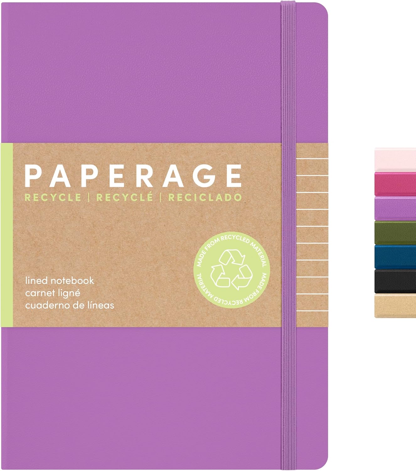 PAPERAGE Recycled Lined Journal Notebook, (Lilac), 160 Pages, Medium 5.6 in x 8 in - 100 GSM Thick Paper – College Ruled, Hardcover Journaling Notebook for Work, School & Note Taking