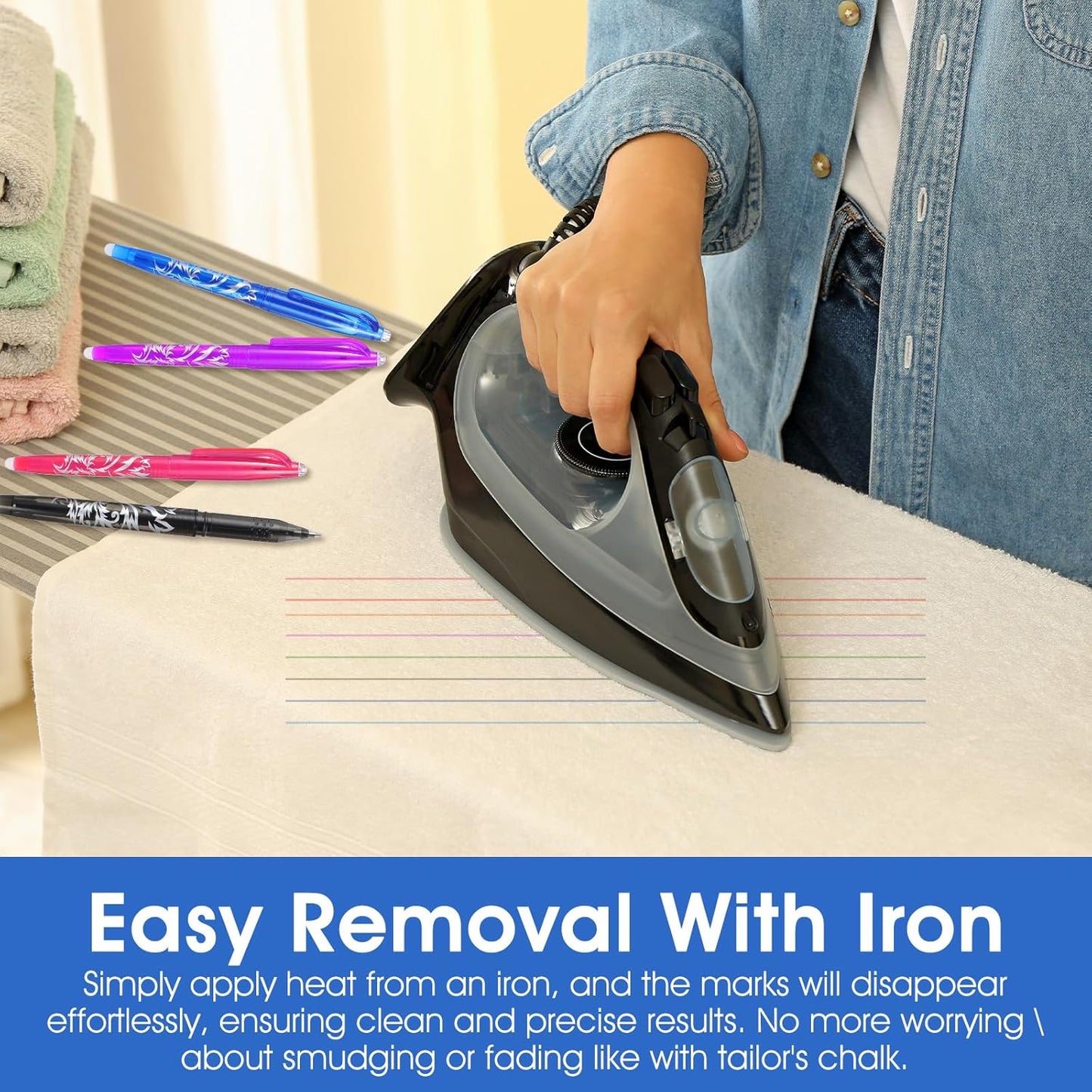 12pcs Heat Erasable Pens for Fabric, Fabric Marking Pens Fabrics Markers No Ghost Lines, Disappearing Ink for Precise Marking for Quilting Sewing Embroidery DIY Dressmaking Fabrics Tailors Chalk (10)