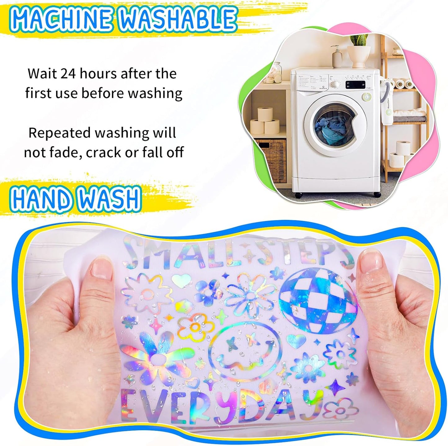 VINYL FROG Holographic HTV Vinyl Roll 12" x12ft Holographic Silver Metallic Heat Transfer Vinyl Iron on Vinyl Easy to Cut & Weed DIY Heat Press Design for T-Shirts