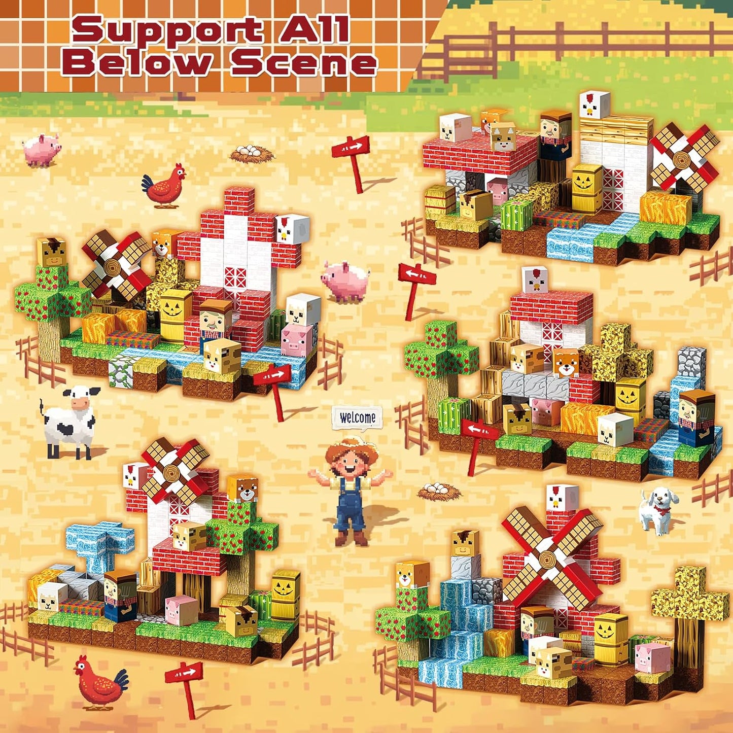 Goody King Magnetic Blocks | 120PCS Magnetic Building Blocks,Magnetic Farm Animal Homes,STEM Montessori Sensory Toys for Toddlers Kids Boys Girls Ages 3 4 5 6 7 8 9 10 Christmas Birthday Gifts