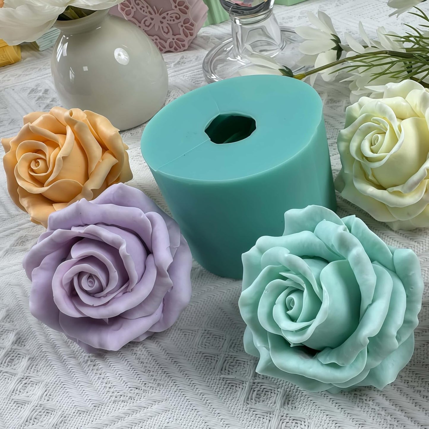 3D Rose Flower Silicone Mold Resin Epoxy Flower Molds Decorating Crafts Candle Wax Mold Mousse Cake Silicone Mould