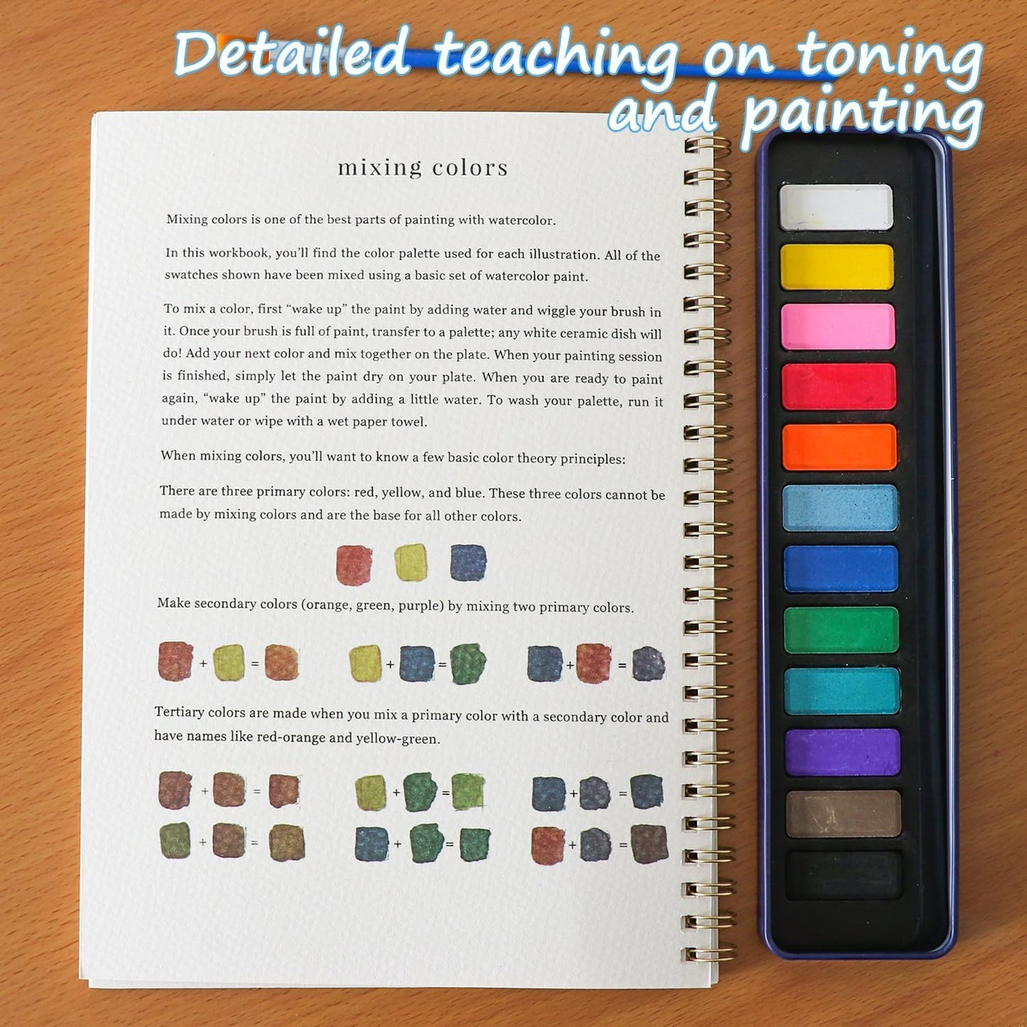 Beginner Watercolor Painting Kit Watercolor Workbook Coloring Book 12 Colors Paint Set with Brush,Easy Nature Scenes Beginner Friendly Watercolor Paint Set Gift for Adults Teens. (WINTER)