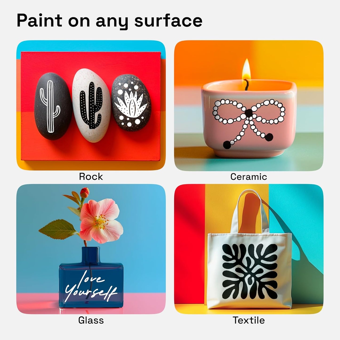 ARTISTRO 2 Black&White Dual-Tip Acrylic Paint Pens - Multisurface Markers for Glass, Rock, Fabric, Wood, Plastic & More - 5mm Dot + 1mm Fine Tips