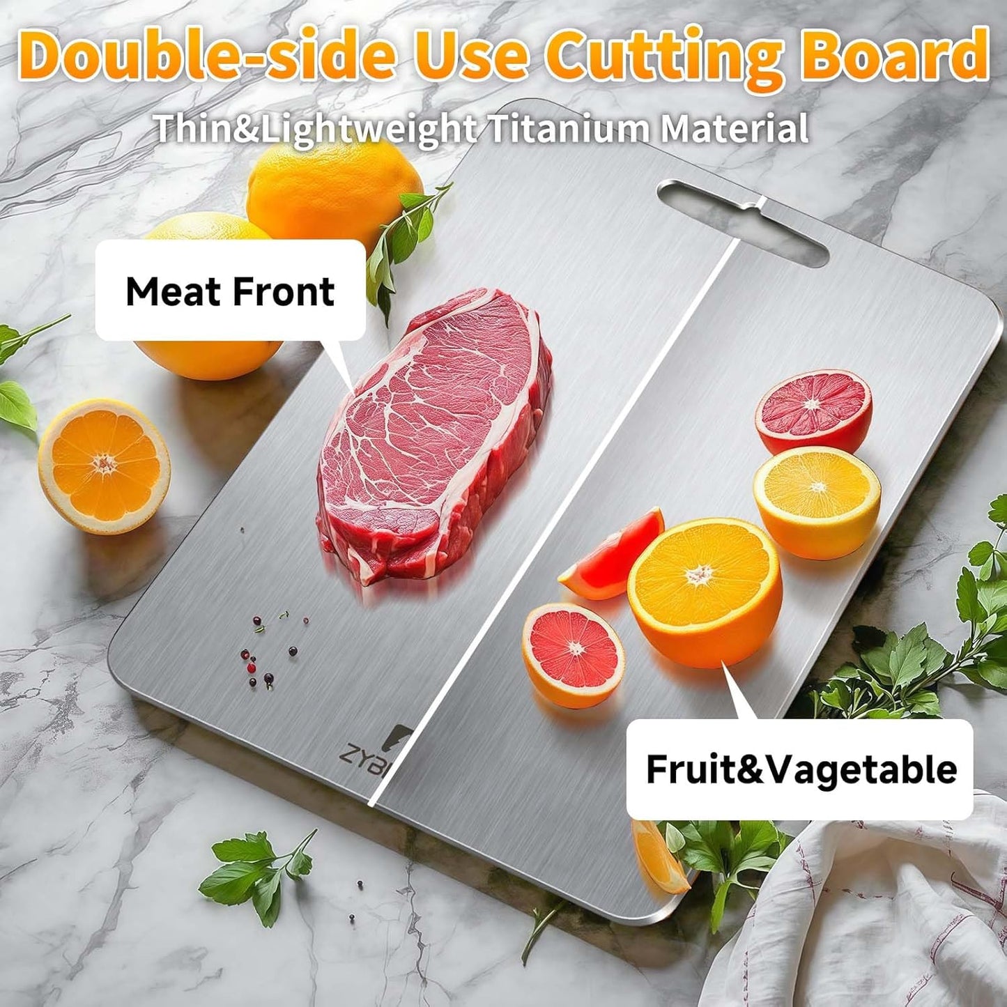 Pure Titanium Cutting Board, Stainless Cutting Boards for Kitchen, Double-Sided Food Grade Chopping for Meat, Vegetable & Fruit (12 * 18 IN)