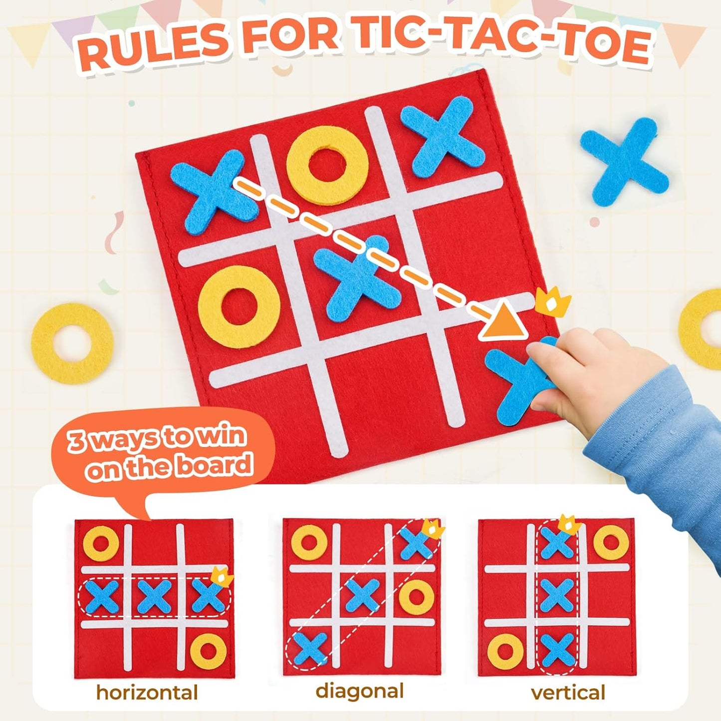 JoyCat Tic Tac Toe Mini Board Game Toy for Kids and Family,Birthday Party Favors,Goody Bag,Fun Indoor Game Night Activity,Gifts for Students,Easy to Store(Bulk Pack of 12)