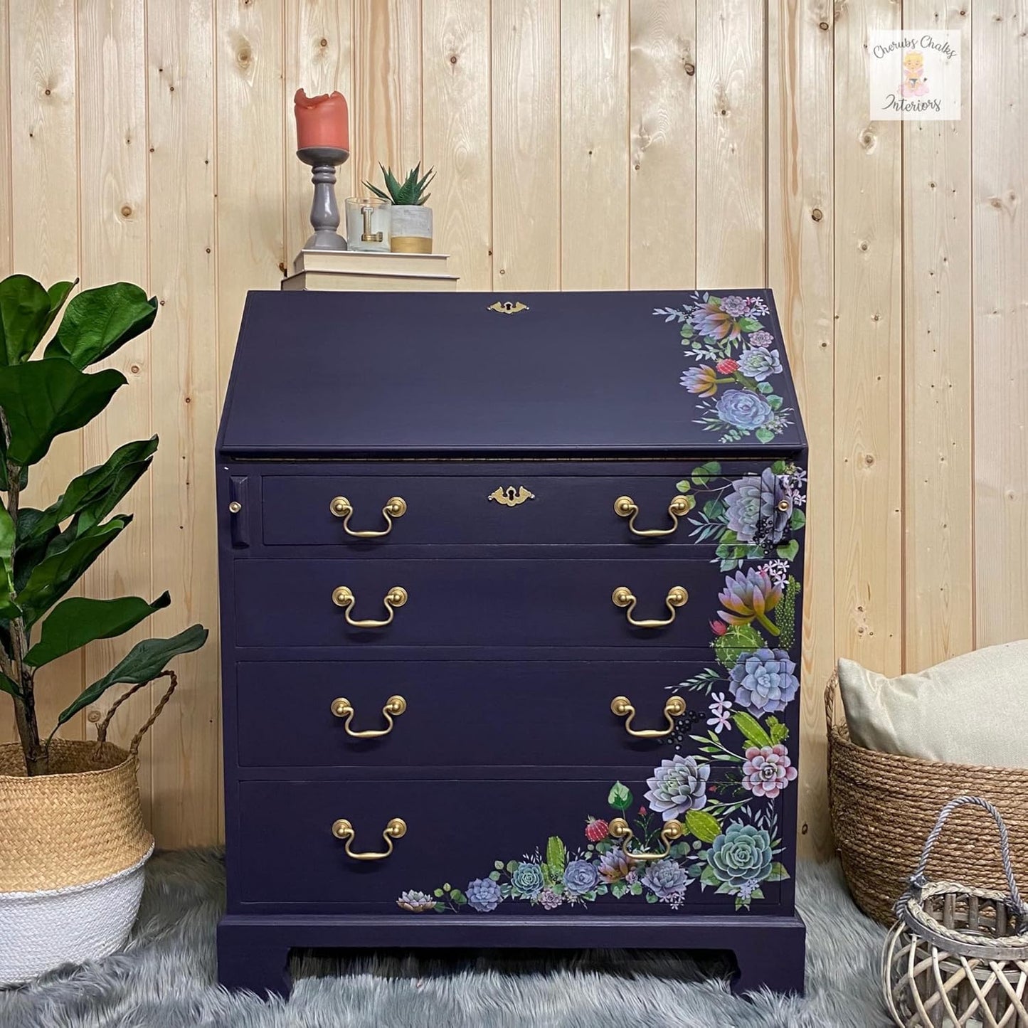 Dixie Belle Paint Company Chalk Finish Furniture Paint - Aubergine (4 Fl Oz) - Matte Royal Eggplant Chic Chalk Mineral DIY Furniture Paint