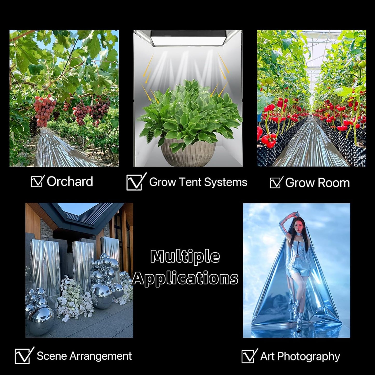 Highly Reflective Mylar Film Roll 4FT x 60FT,2 Mil Silver,for Outdoor Indoor Grow,Room Decoration,Scene Arrangement, Art Photography