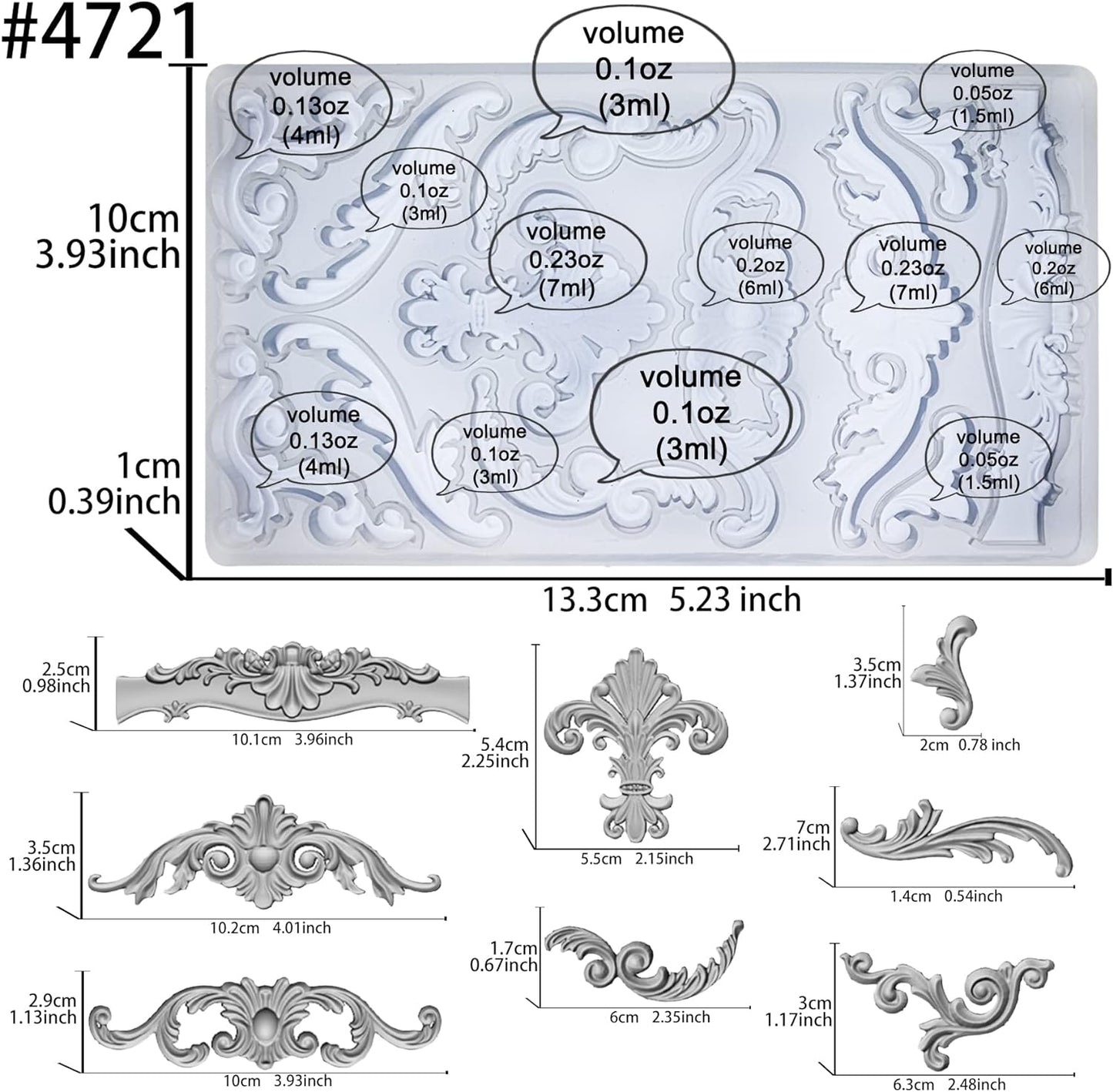 Scrollworks Mold for Polyclay Air Dry Clay Plaster
