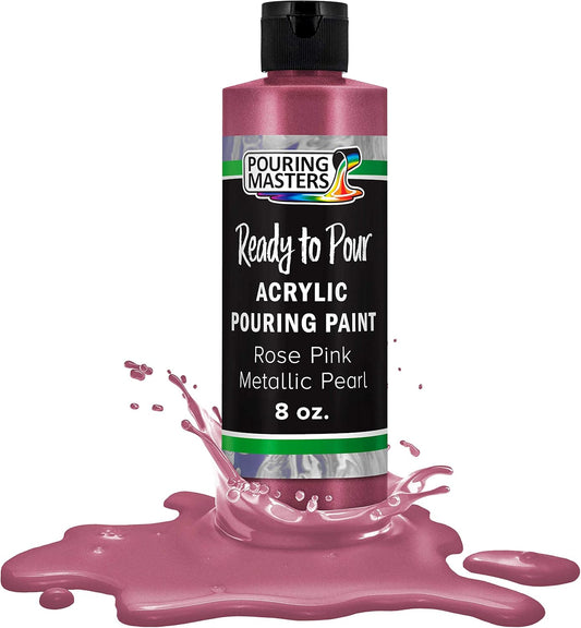 Pouring Masters Rose Pink Metallic Pearl Ready to Pour Acrylic Pouring Paint - Premium 8-Ounce Pre-Mixed Fluid Acrylic Paint - Fluid Art Supplies for Canvas, Wood, Paper, Tile & Rocks