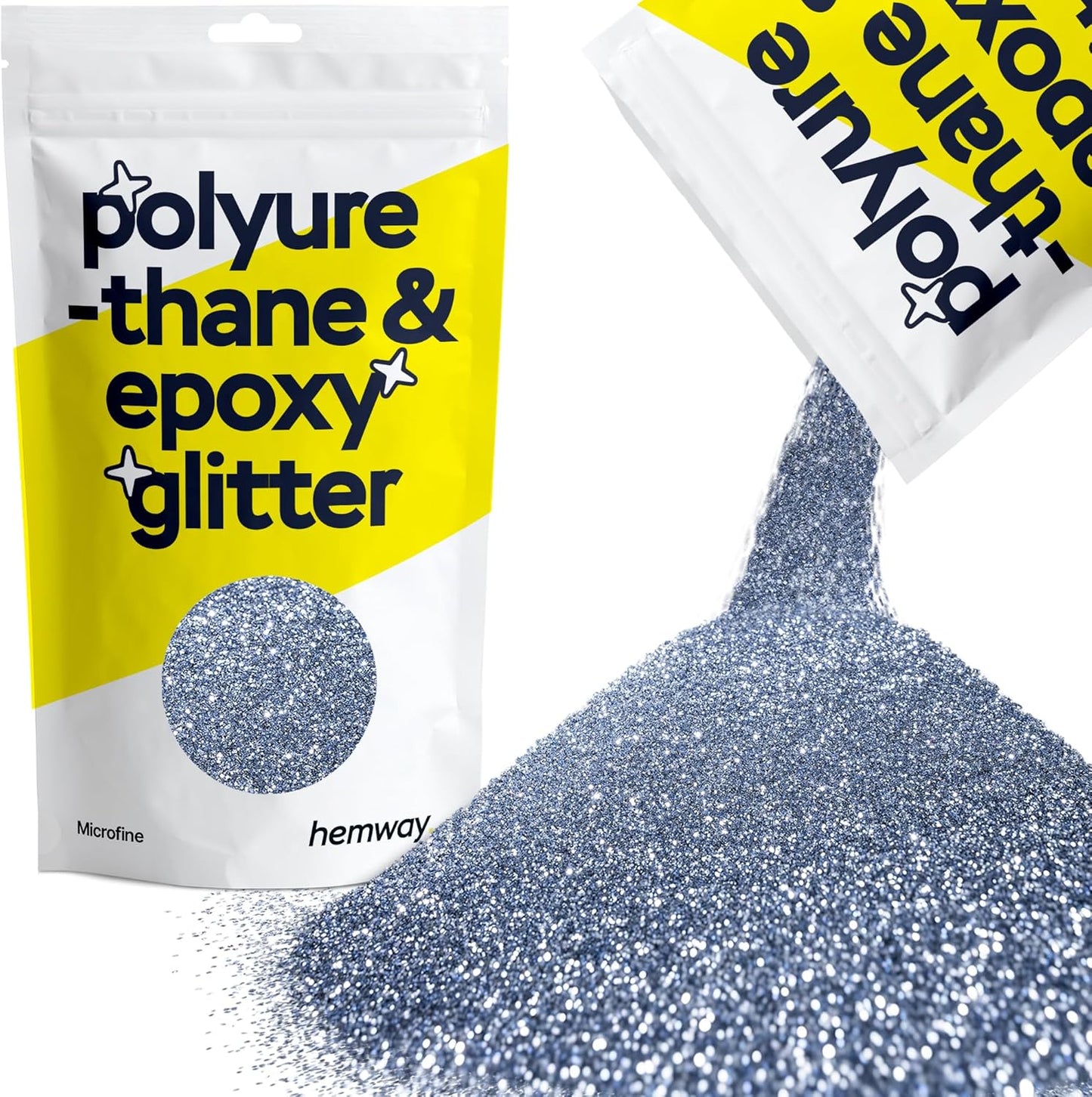 Hemway Polyurethane & Epoxy Resin Glitter 100g / 3.5oz Metallic Crystal Flake Additive for Flooring Jewelry Tumblers Glass Pigment - Microfine (1/256" 0.004" 0.1mm) - Azure Blue