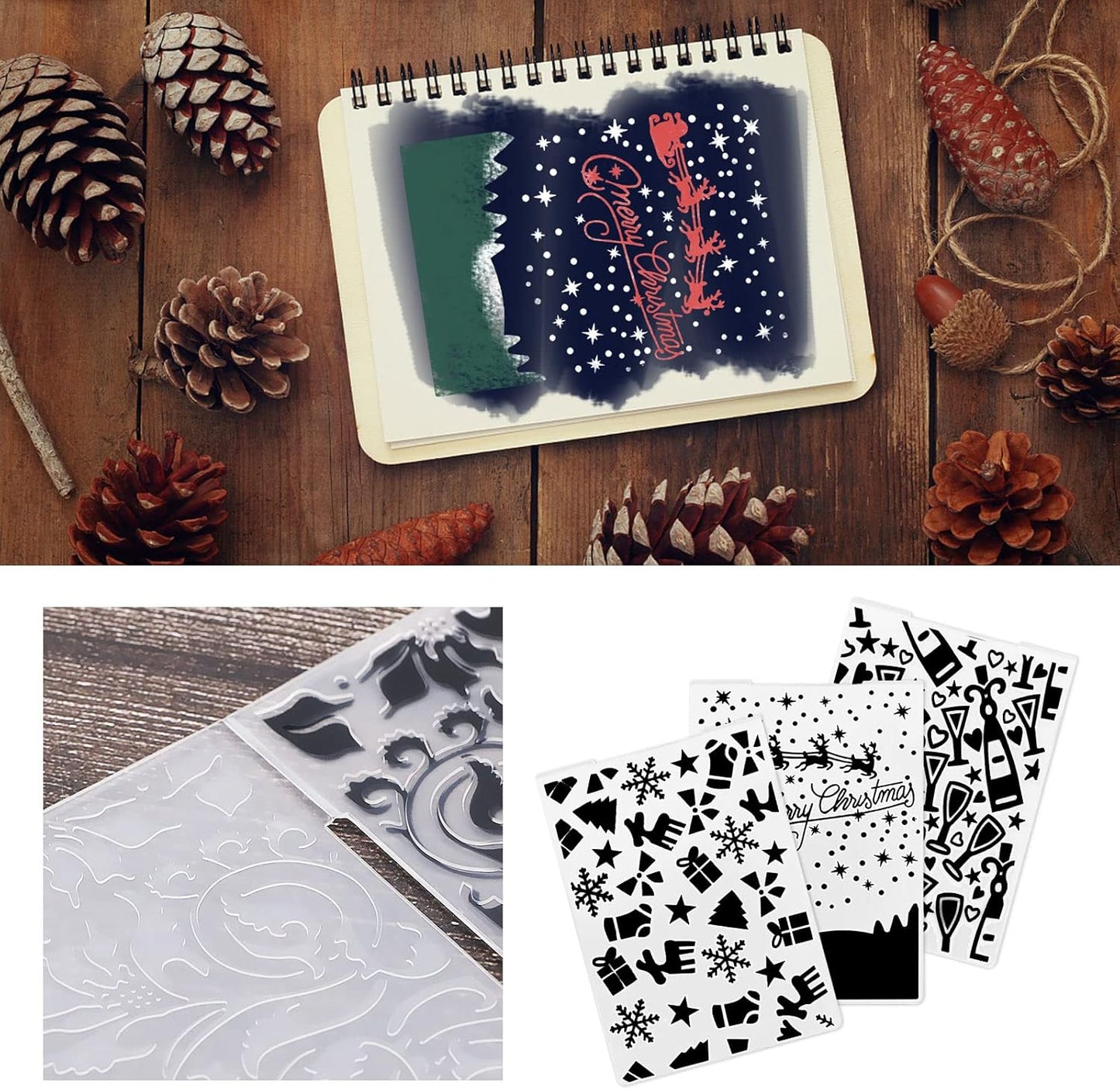 Create idea 15PCS Embossing Folders Plastic Templates Craft Card Christmas Stencils for Making Paper Cards Photo Album Wedding Decoration Scrapbooking