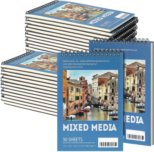 Jexine 5.5'' x 8.5'' Top Spiral Bound Sketch Pad 30 Sheet Each(68lb/100gsm), Sketching Drawing Pad Artist Sketch Pad Kids Drawing Paper Art Sketchbook for Charcoal Graphite Painting (40)