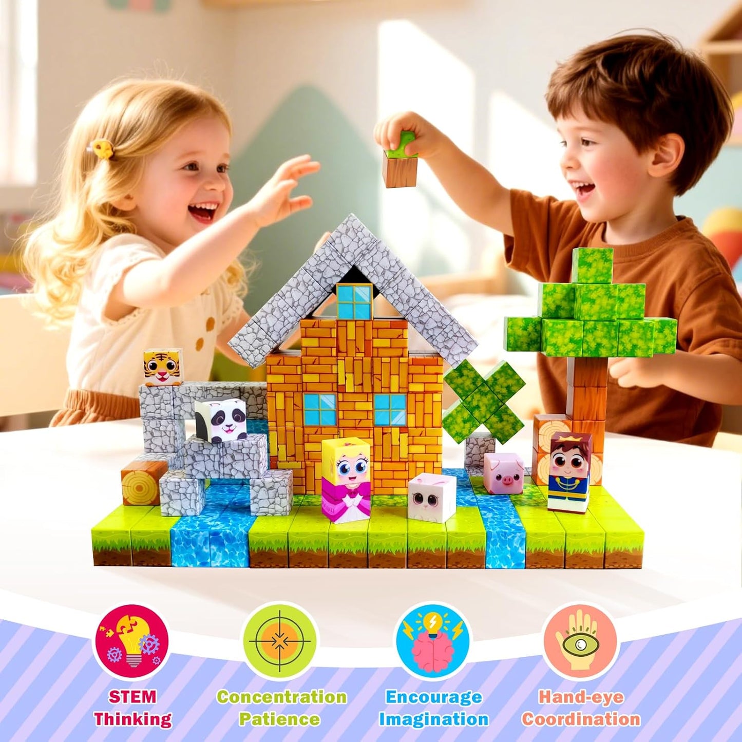 100PCS Magnetic Building Blocks for Kids: 1" Magnetic Cubes, Magnet Building Blocks for Kids Ages 8-12, Pixy Blocks STEM Toys for Boys & Girls,Christmas Birthday Gifts for Toddler Ages 3+