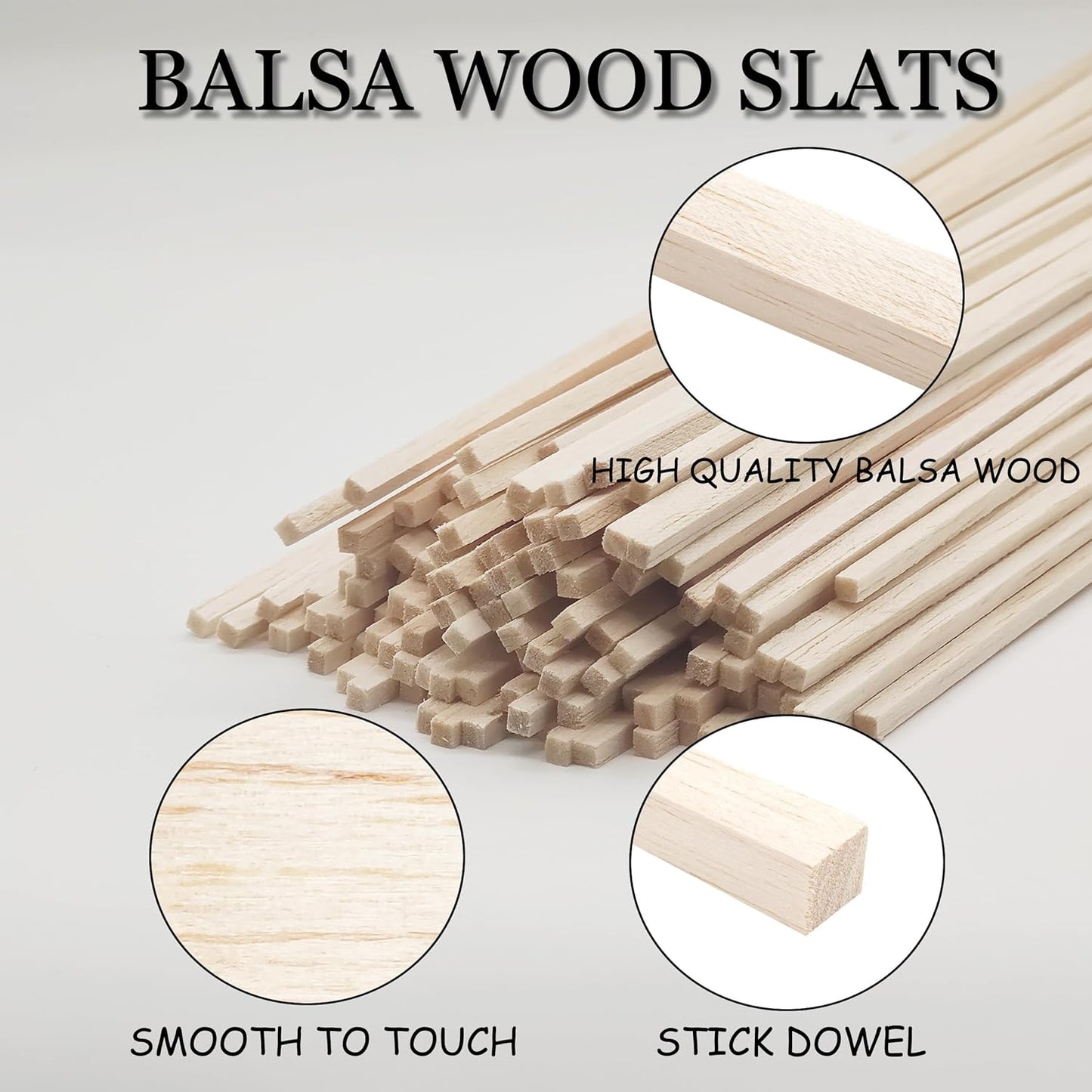 120Pcs Balsa Wood Sticks,Wood Strips Balsa Square Wooden Dowels Hardwood Unfinished Wood Sticks for Crafts DIY Projects Models Making Supplies (12” X 1/8” X 1/8” 120Pcs)