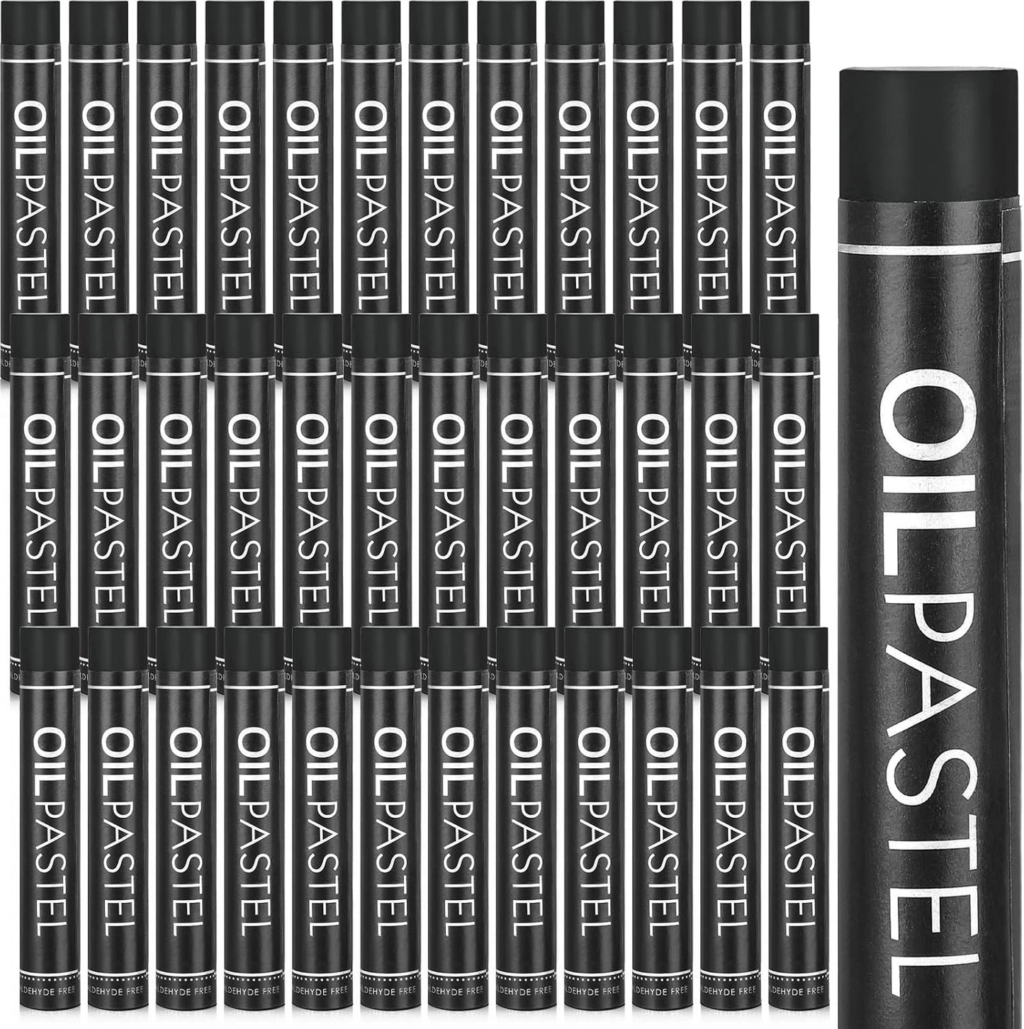 Geyoga 36 Pcs Soft Oil Pastels Bulk Artists Oil Crayons Single Color Creamy Pastels for Art Painting Drawing Blending for Back to School First Day of School Kids Students Artists(Black)