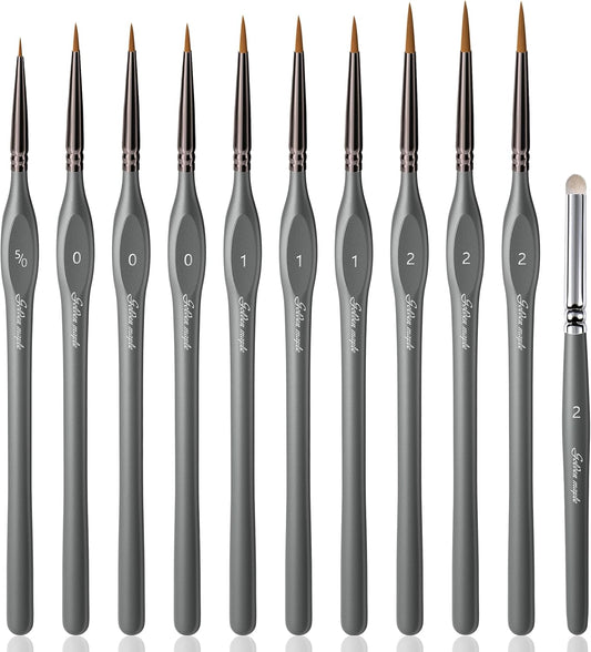 Golden Maple Miniature Paint Brushes Drybrush-10pcs Model Detail Paint Brush Set, Small Fine tip Brushes for Acrylic, Watercolor & Paint by Number, Figurine
