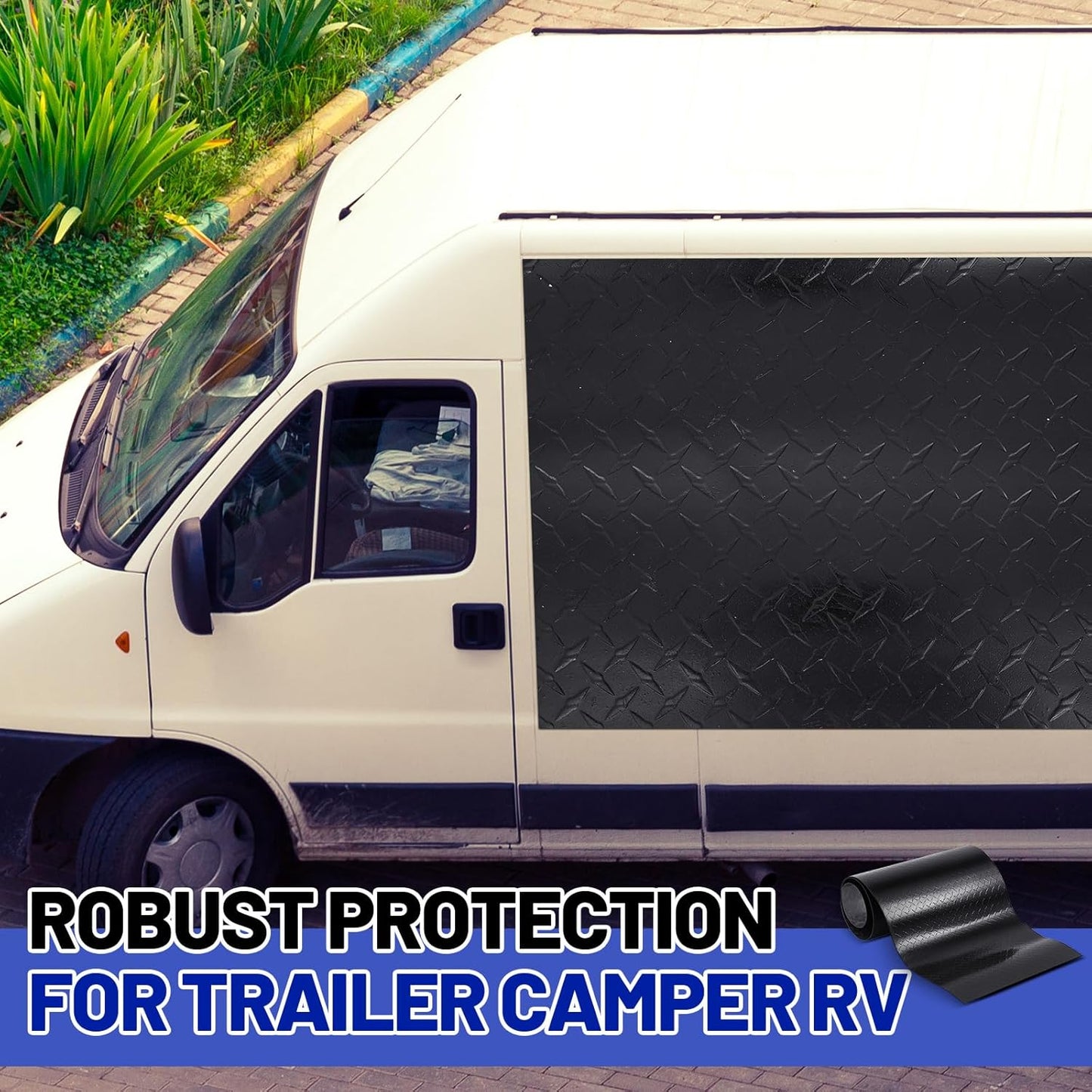 1pcs Diamond Plate Sheet Metal Heavy Duty Tread Aluminum Sheet Diamond Tread Plate for Wall Covering, Cargo Trailer, RV and More (12'' X 120'' X 0.06'',Black)