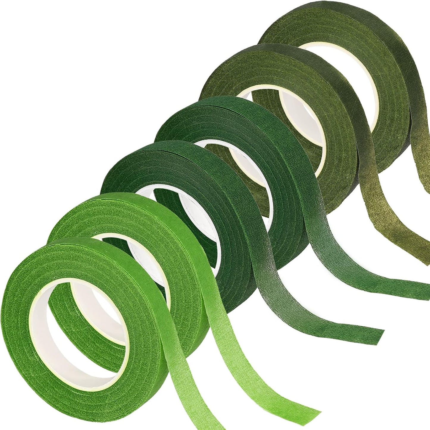 6 Rolls Floral Tape, 1/2" by 180Yard Green Floral Tape for Bouquet Stem Wrap Flower Arranging Craft Projects Corsages, Wedding Bouquet