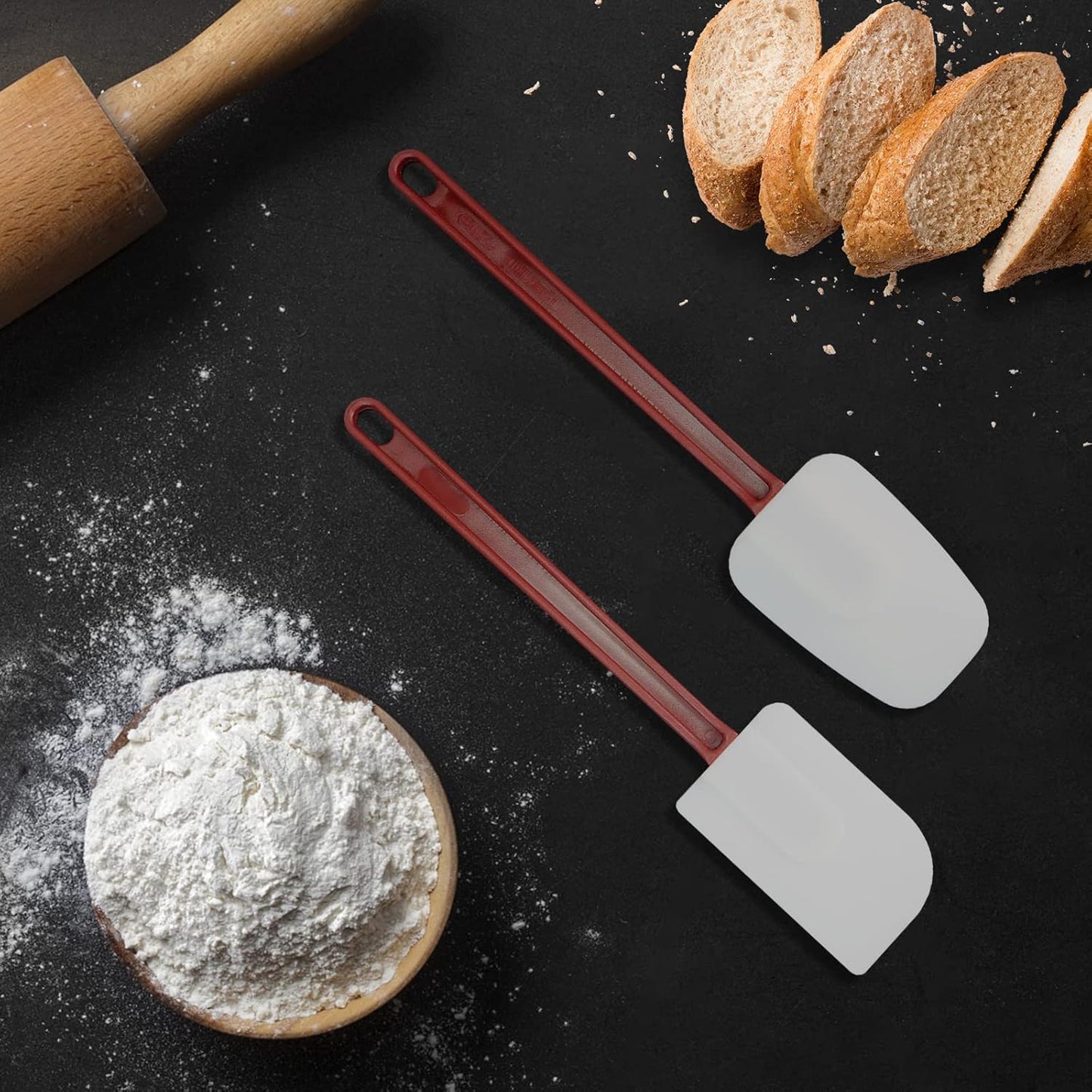 High Heat Silicone Scraper Spoon, Cooking Spatula Set of 2, 2 x 9.5''