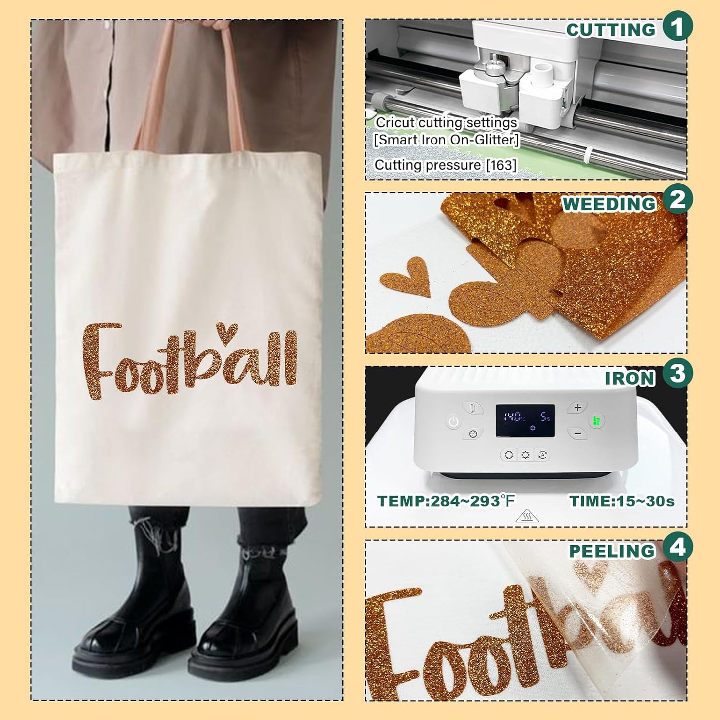 Coffee Orange Glitter HTV Heat Transfer Vinyl, 12" x 5ft lron on Vinyl, for T-Shirt Ironing, Vinyl HTV Easy to Cut and Weed, The Best Choice for DIY Creativity. (Coffee Orange, 12" x5ft)