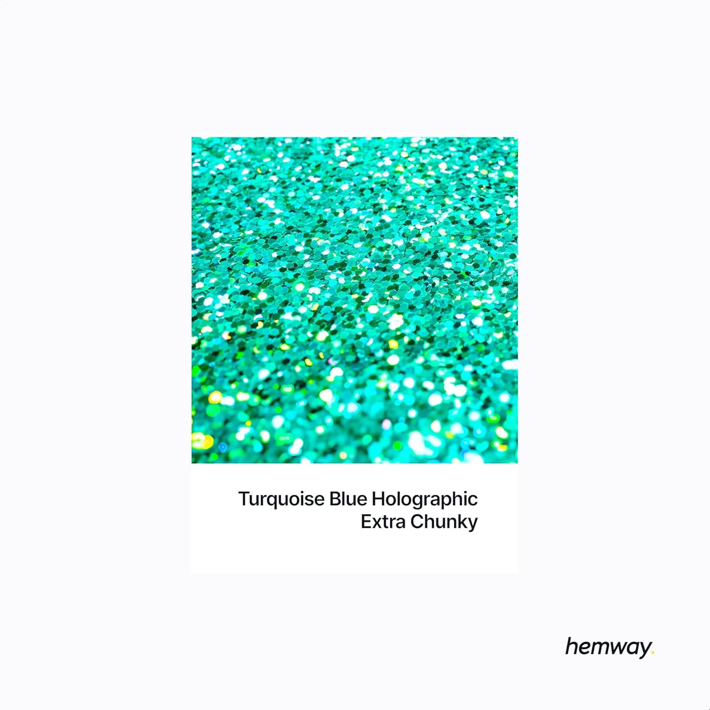 Hemway Polyurethane & Epoxy Resin Glitter 100g / 3.5oz Metallic Crystal Flake Additive for Flooring Jewelry Tumblers Glass Pigment - Extra Chunky (1/24" 0.040" 1mm) - Turquoise Blue Holographic