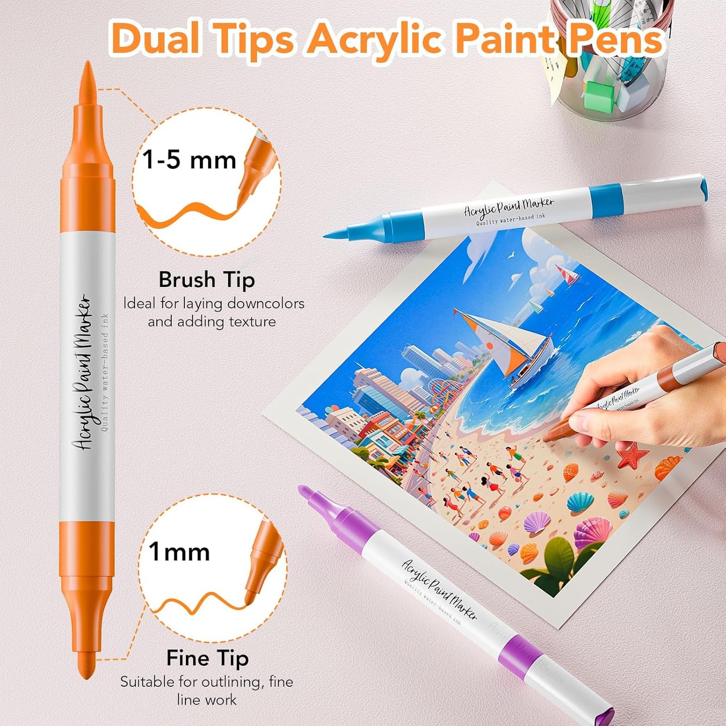 Acrylic Paint Markers,80 Colors Acrylic Markers,Dual Tip Paint Pens for Painting Rocks,Fabric,Wood, Glass,Coloring Books,Paper,DIY Crafts Art School Supplies for Adult,Pumpkin Painting Kit