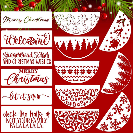 Christmas Stencils for Painting on Wood 12” Christmas Doormat Stencil Xmas Holiday Stencils for Crafts Door Mats Porch Door Decor