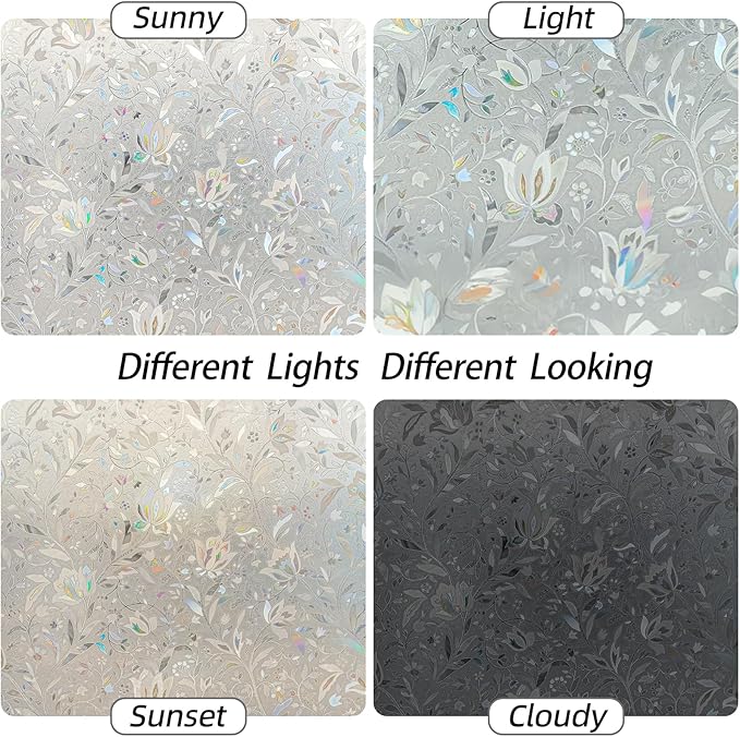 Frosted Glass Window Privacy Film Decorative, Bathroom Window Privacy Film for Glass Windows Cover, Static Cling, Removable, Reusable, Anti-UV, Heat Blocking, with Tools 17x157inch