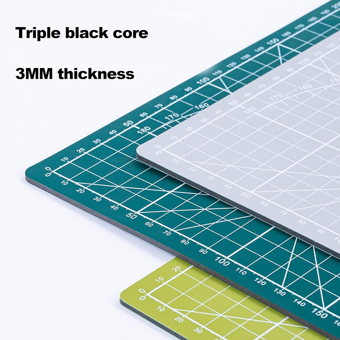 A5 Cutting Mat, Self Healing Sewing Mat, Craft Mat Double Sided 3-Ply Craft Cutting Board for Sewing Crafts Leather Fabric Scrapbooking Project Art Supplies, 8.6“ x 5.9”, Green